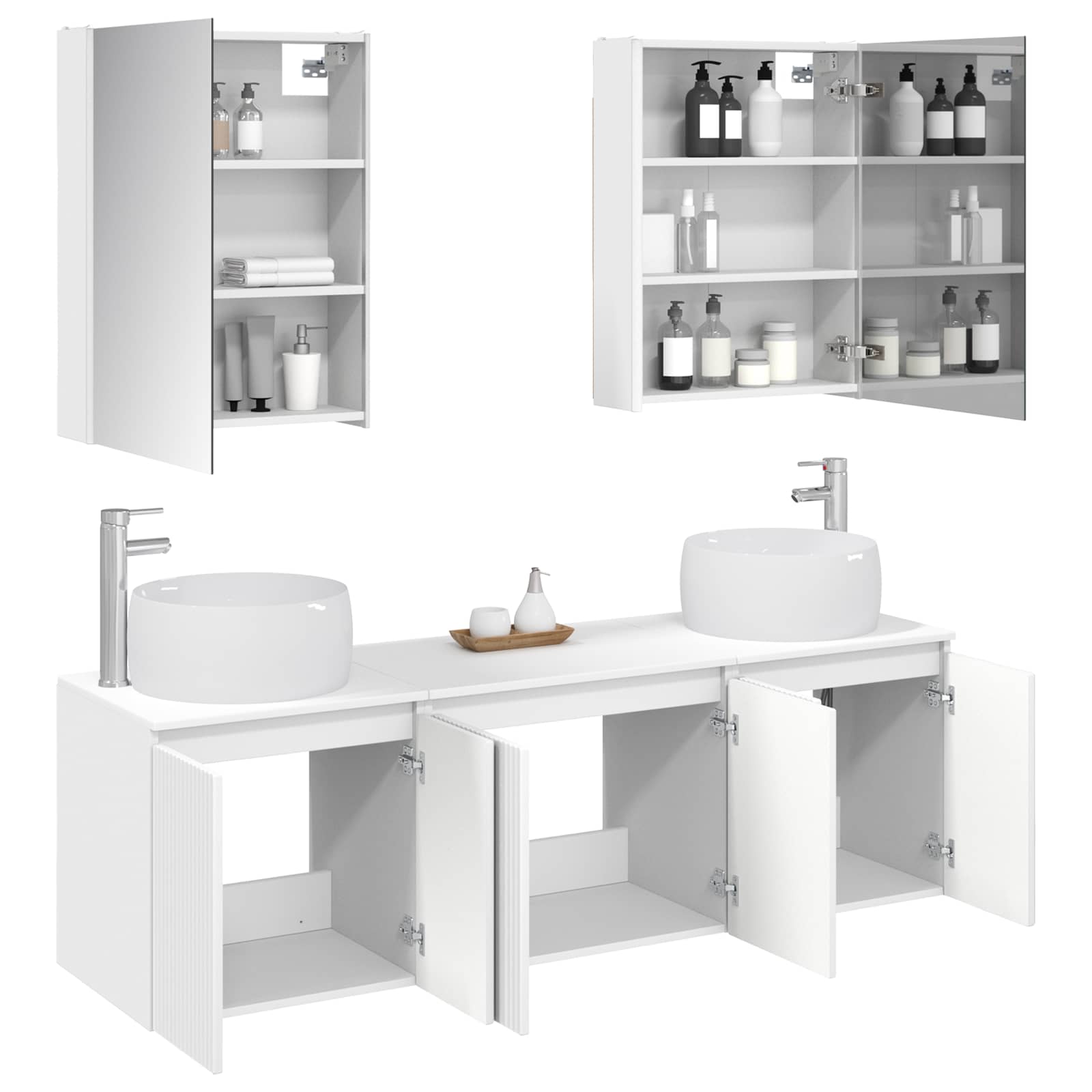 Set ormarića za kupaonicu 5 pcs Bijela Konstruirano drvo