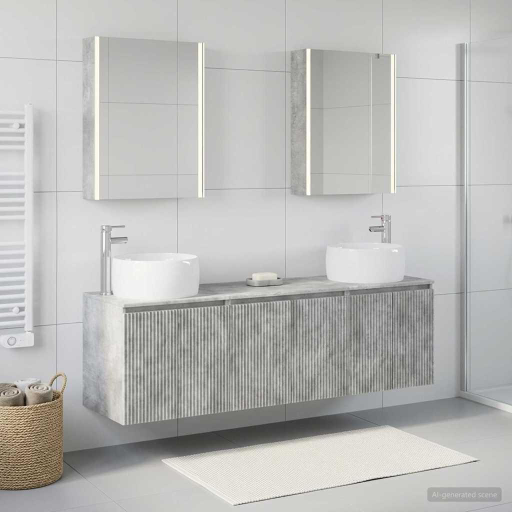 Set ormarića za kupaonicu 5 pcs Betonska siva Konstruirano drvo
