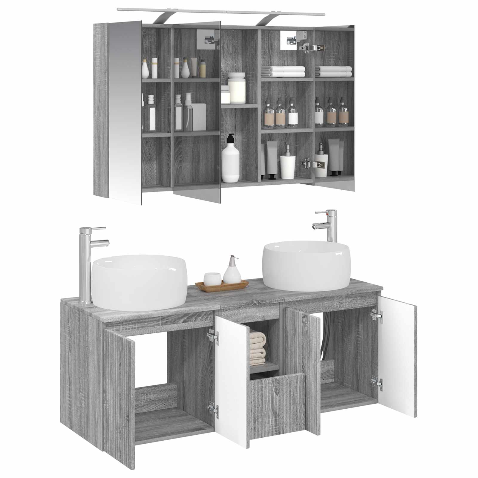 Set ormarića za kupaonicu 4 pcs Siva Sonoma Konstruirano drvo