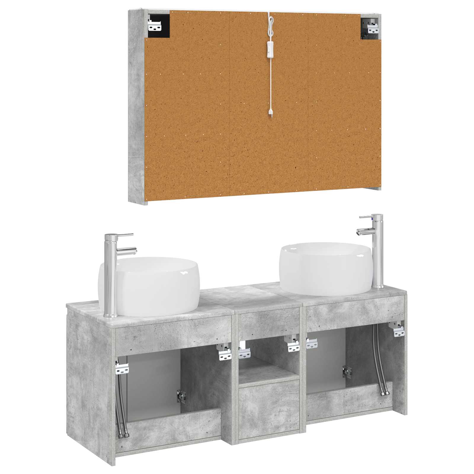 Set ormarića za kupaonicu 4 pcs Betonska siva Konstruirano drvo
