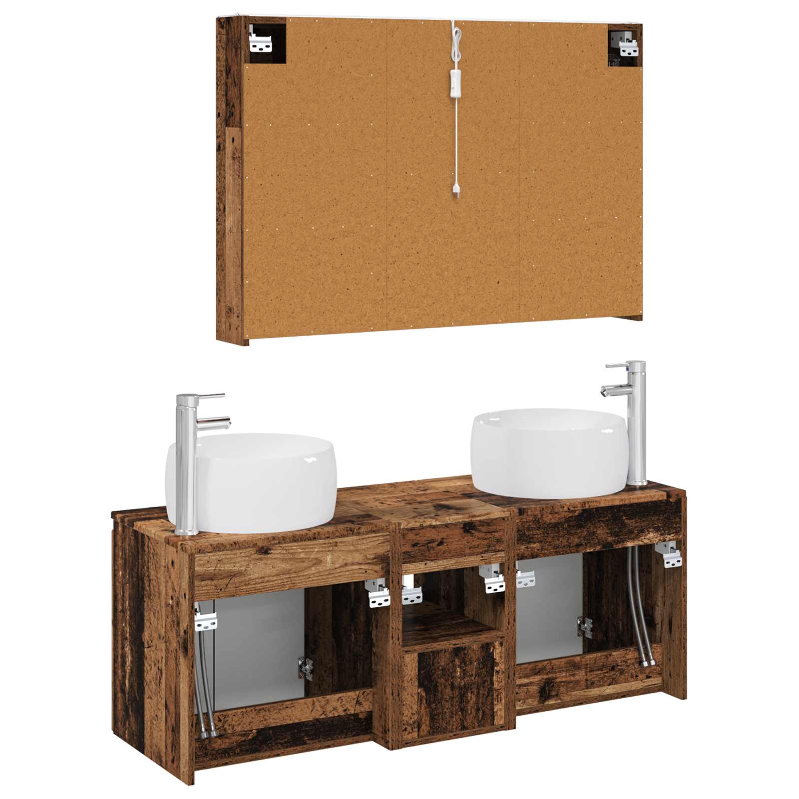 Set ormarića za kupaonicu 4 pcs Staro drvo Konstruirano drvo
