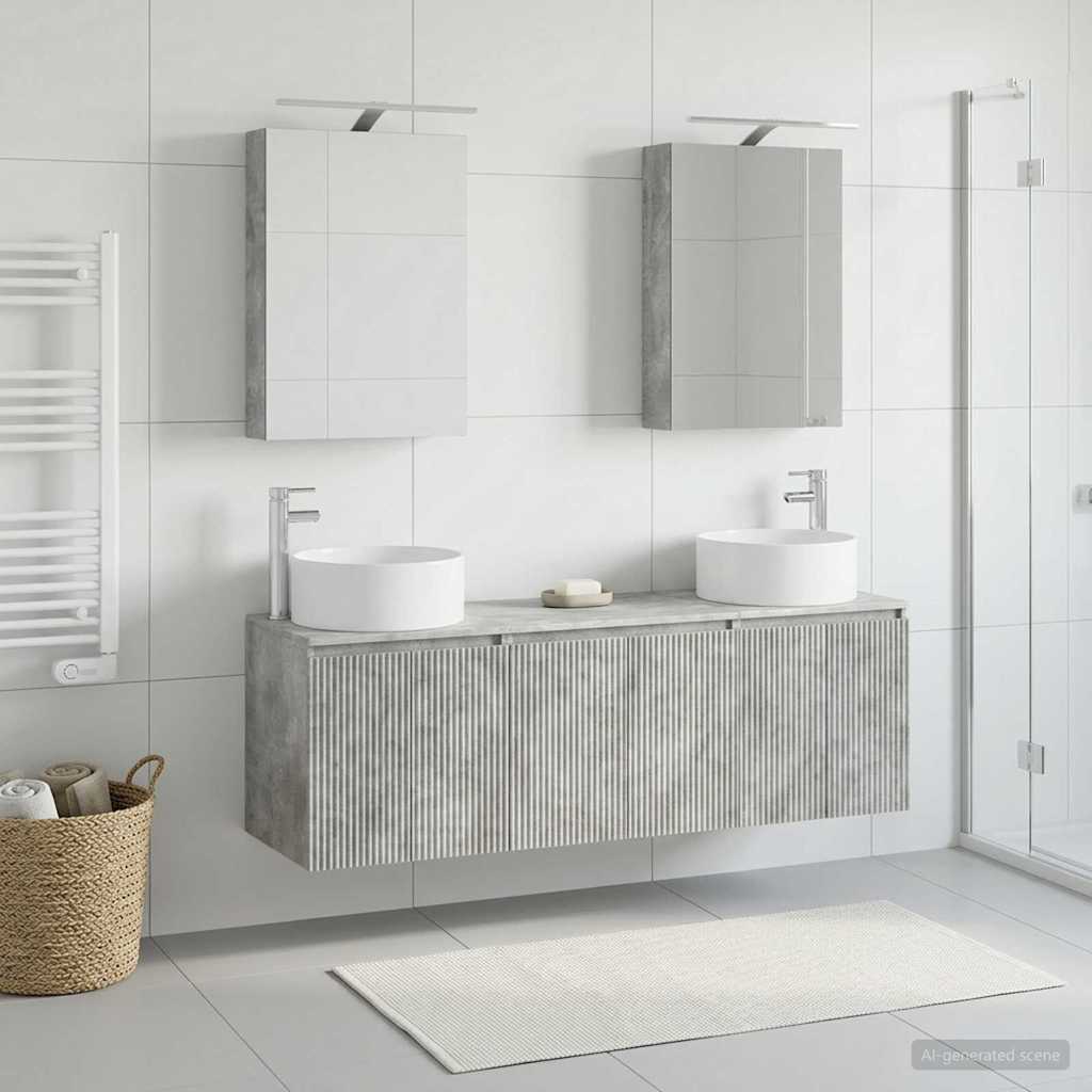 Set ormarića za kupaonicu 5 pcs Betonska siva Konstruirano drvo