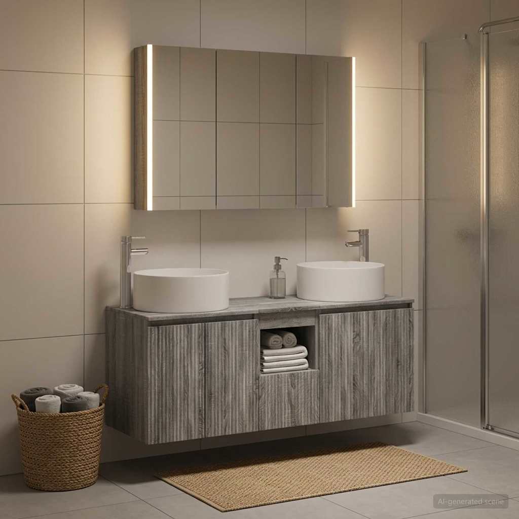 Set ormarića za kupaonicu 4 pcs Siva Sonoma