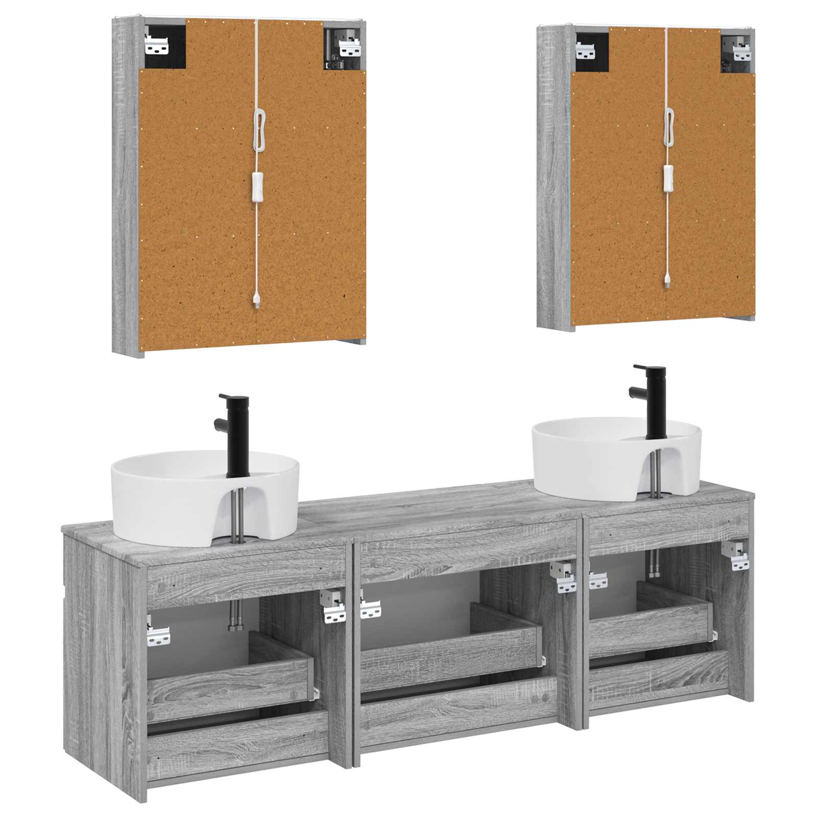 Set ormarića za kupaonicu 5 pcs Siva Sonoma 53 x 15,5 x 70 cm