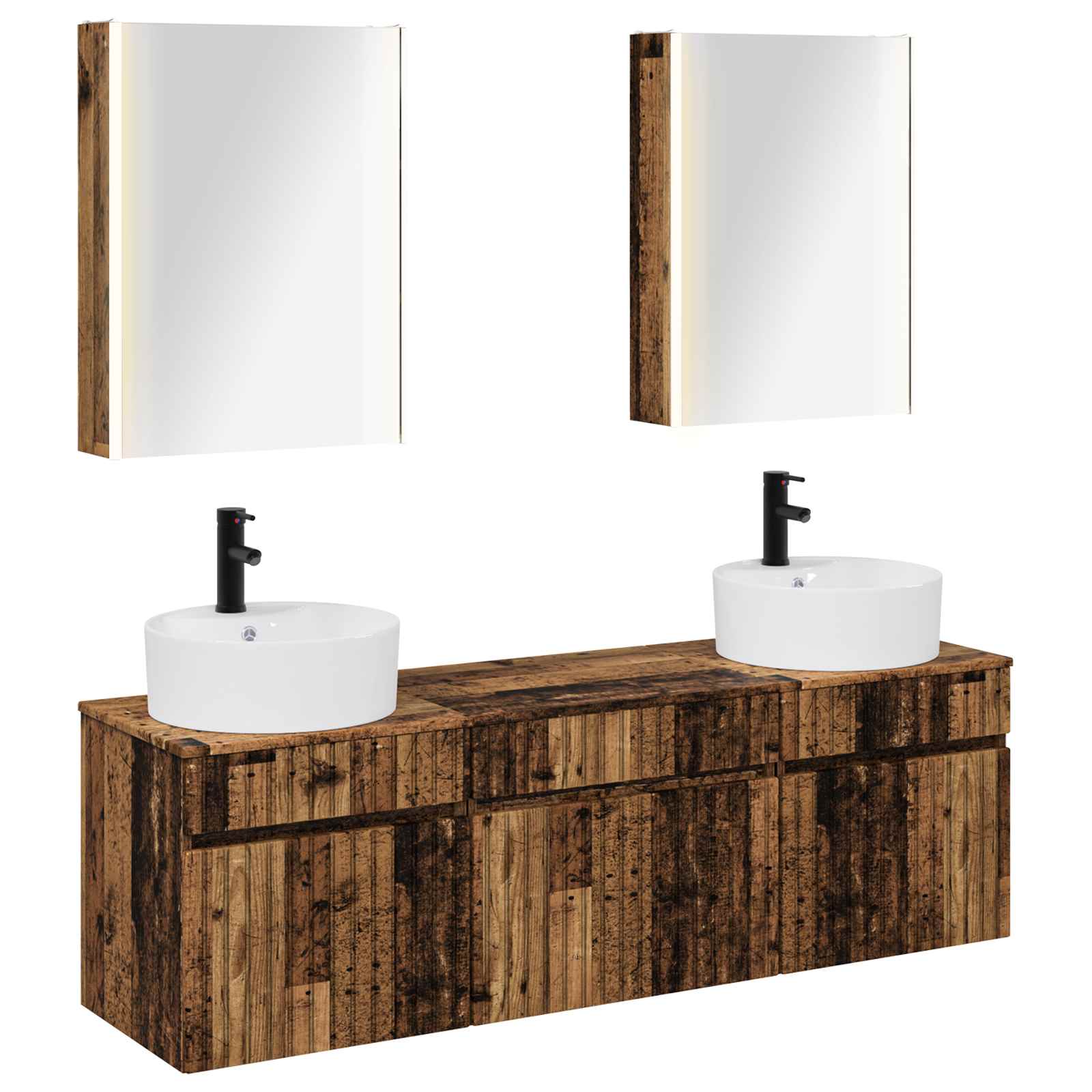 Set ormarića za kupaonicu 5 pcs Staro drvo 53 x 15,5 x 70 cm