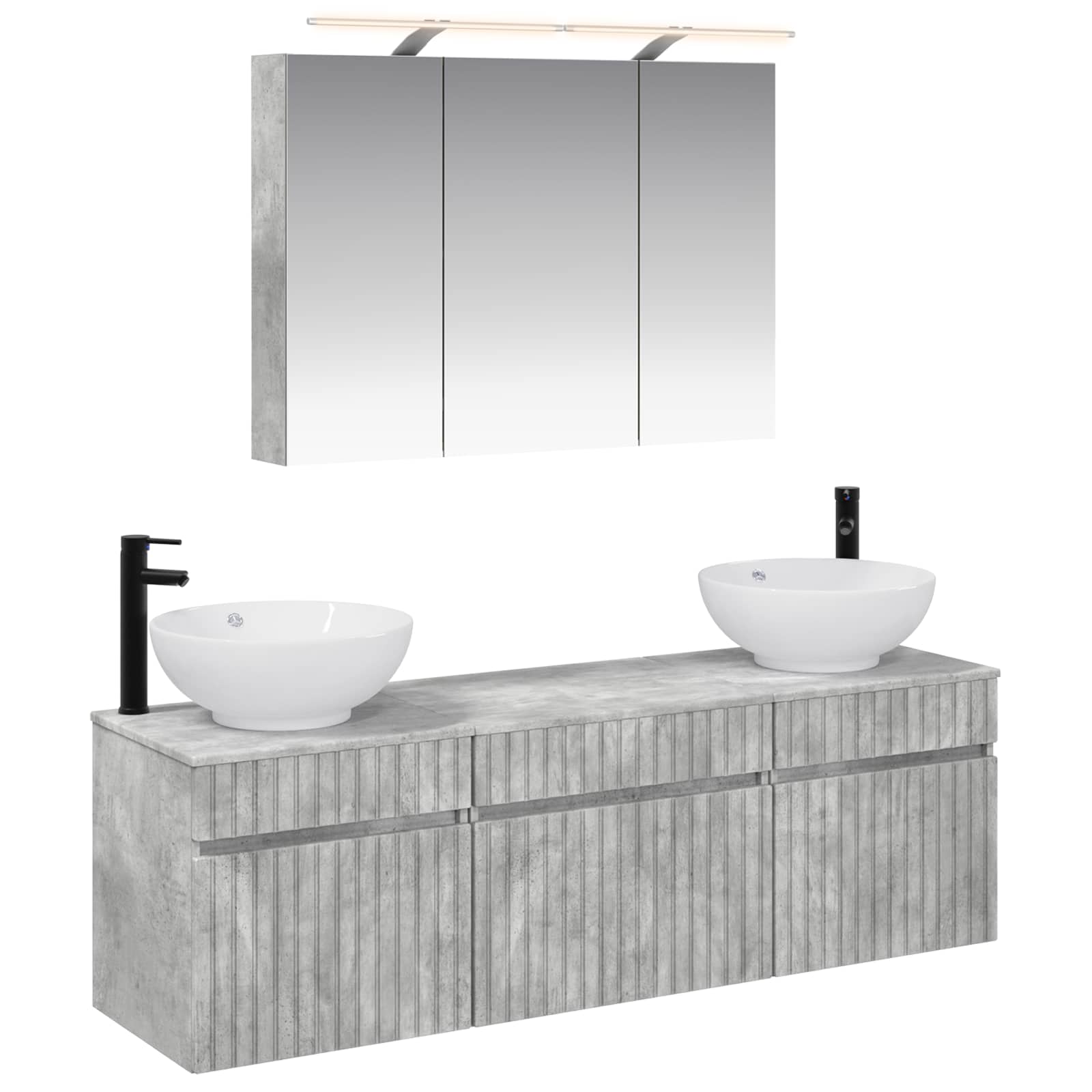 Set ormarića za kupaonicu 4 pcs Betonska siva Konstruirano drvo
