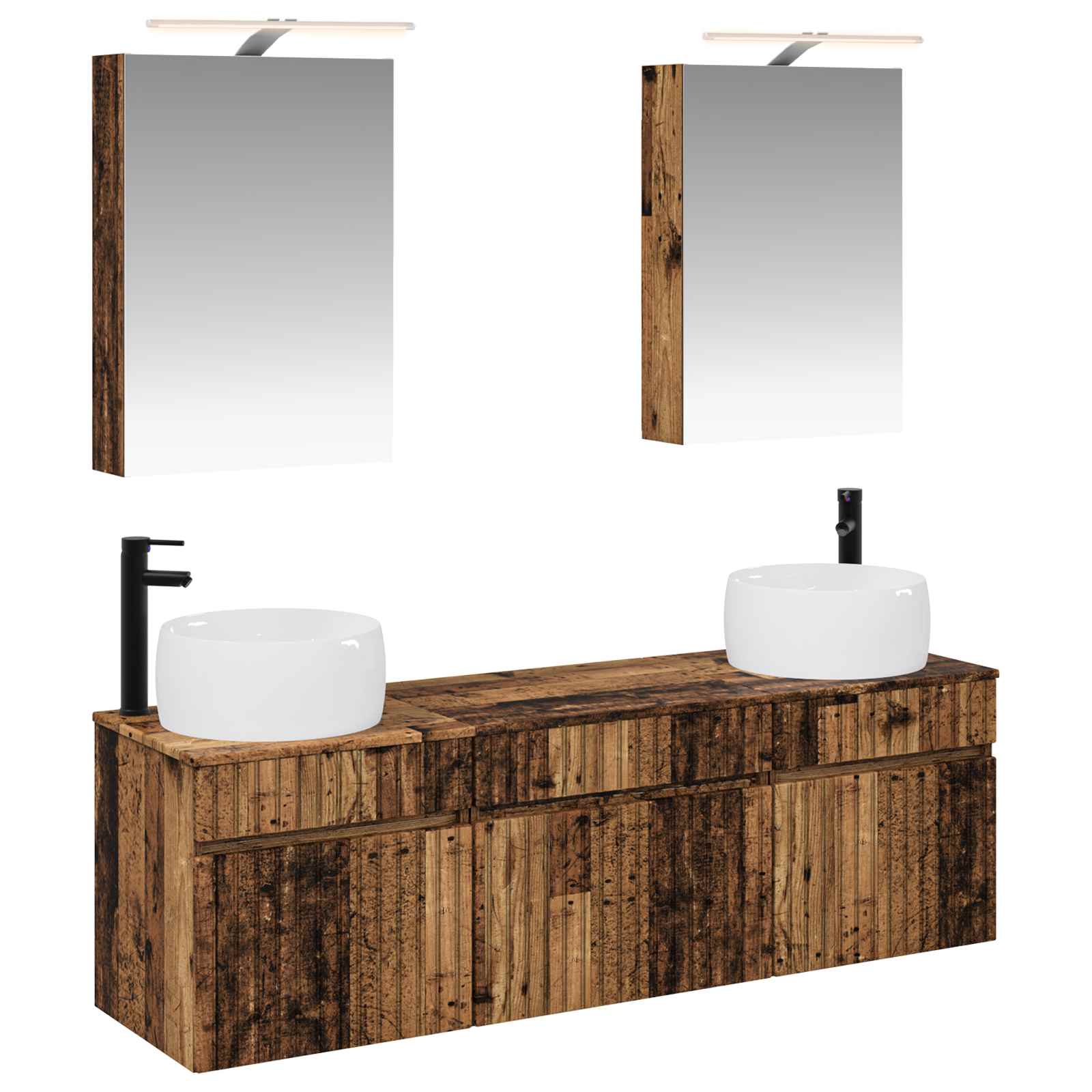 Set ormarića za kupaonicu 5 pcs Staro drvo 50 x 14,5 x 70 cm