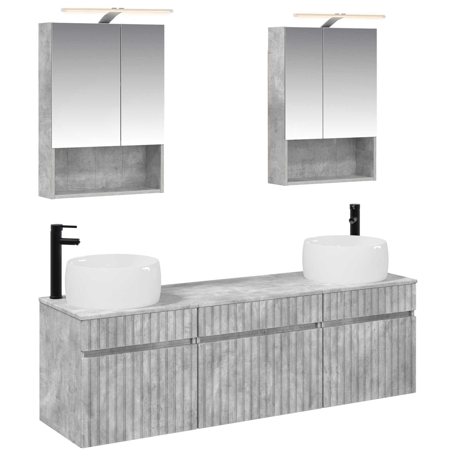 Set ormarića za kupaonicu 5 pcs Betonska siva 50 x 14,5 x 70 cm