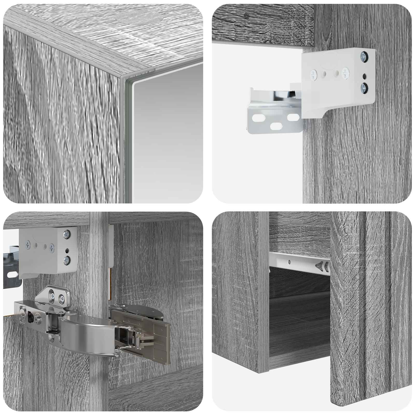 Set ormarića za kupaonicu 4 pcs Siva Sonoma 100 x 14,5 x 70 cm