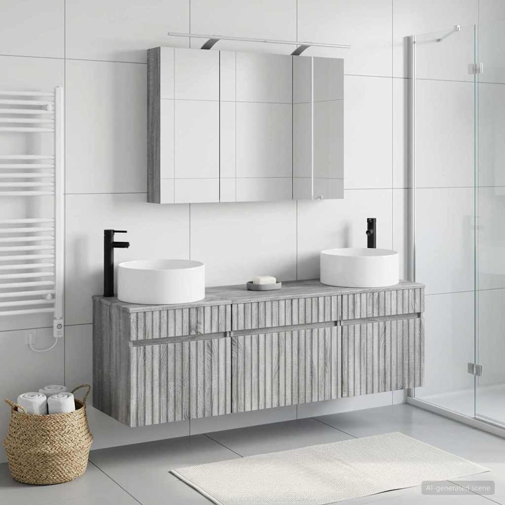 Set ormarića za kupaonicu 4 pcs Siva Sonoma 100 x 14,5 x 70 cm