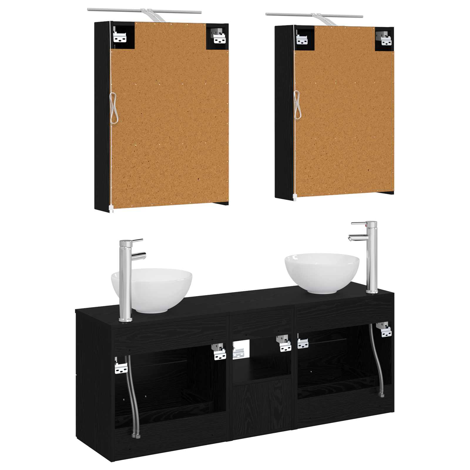 Set ormarića za kupaonicu 5 pcs Crni hrast 50 x 14,5 x 70 cm