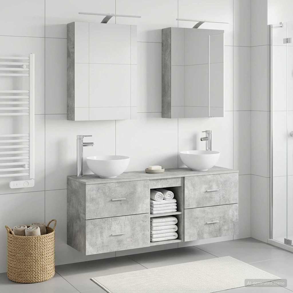 Set ormarića za kupaonicu 5 pcs Betonska siva 50 x 14,5 x 70 cm
