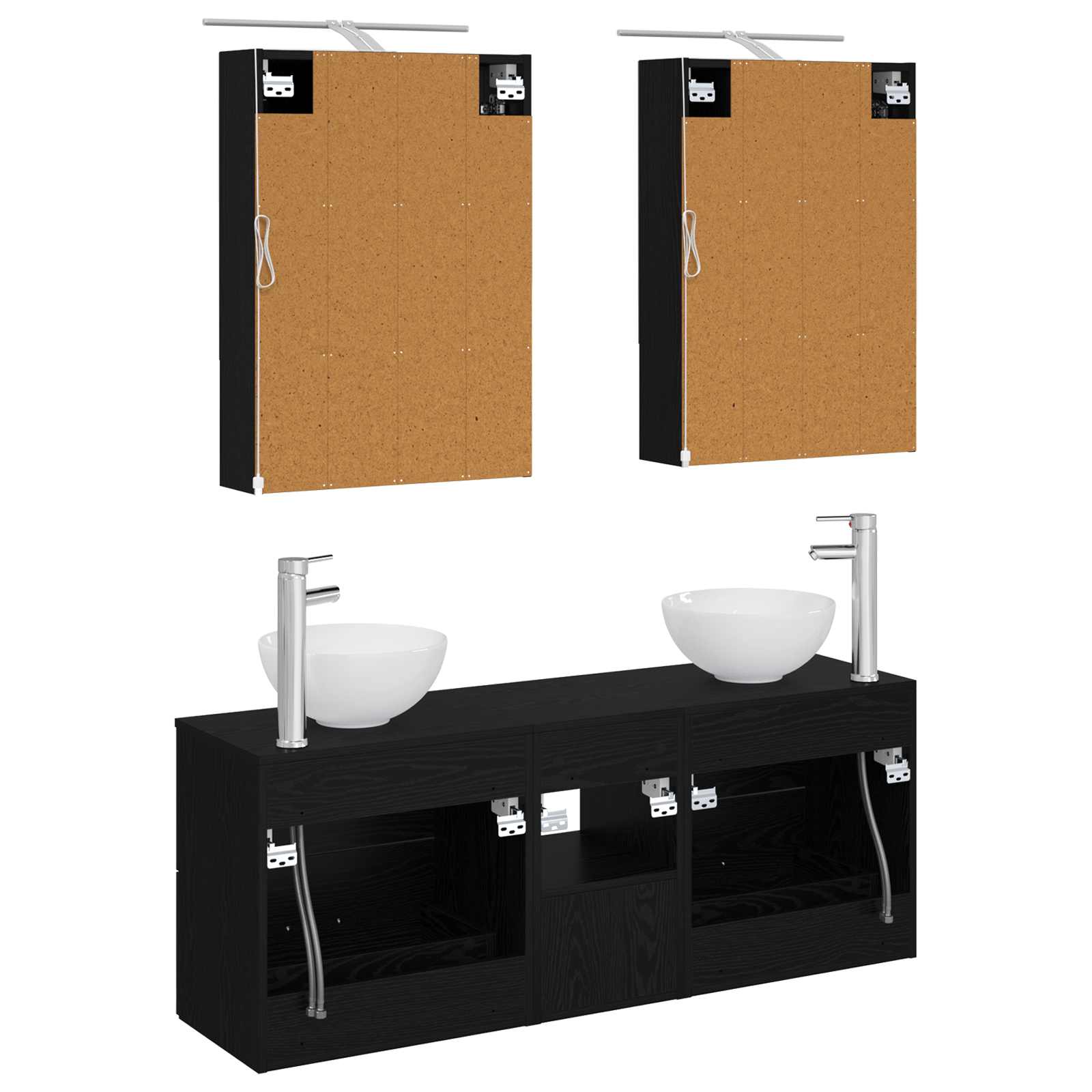 Set ormarića za kupaonicu 5 pcs Crni hrast 50 x 14,5 x 70 cm
