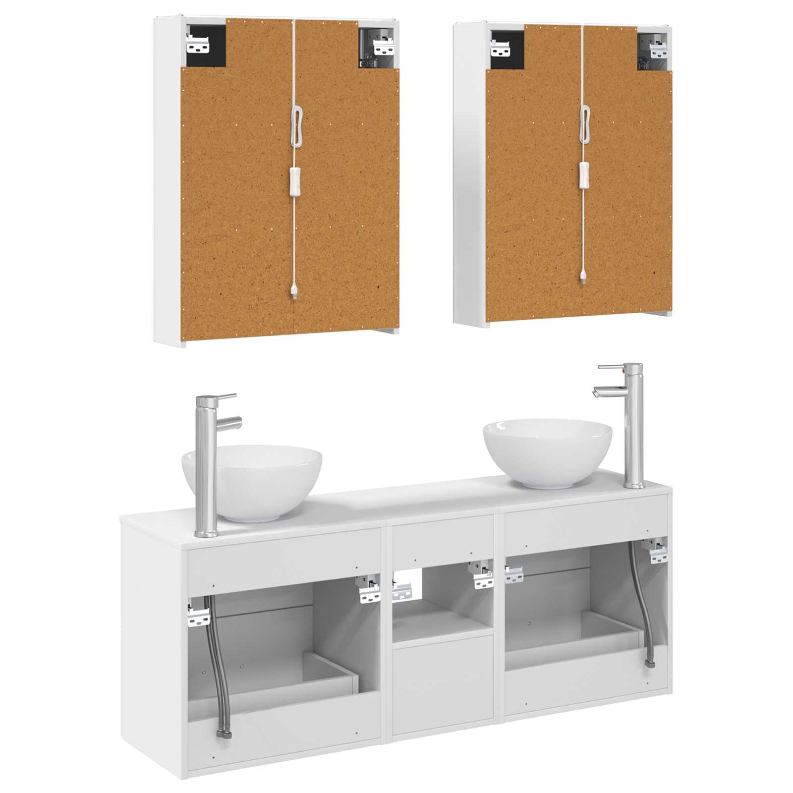 Set ormarića za kupaonicu 5 pcs Bijela 53 x 15,5 x 70 cm