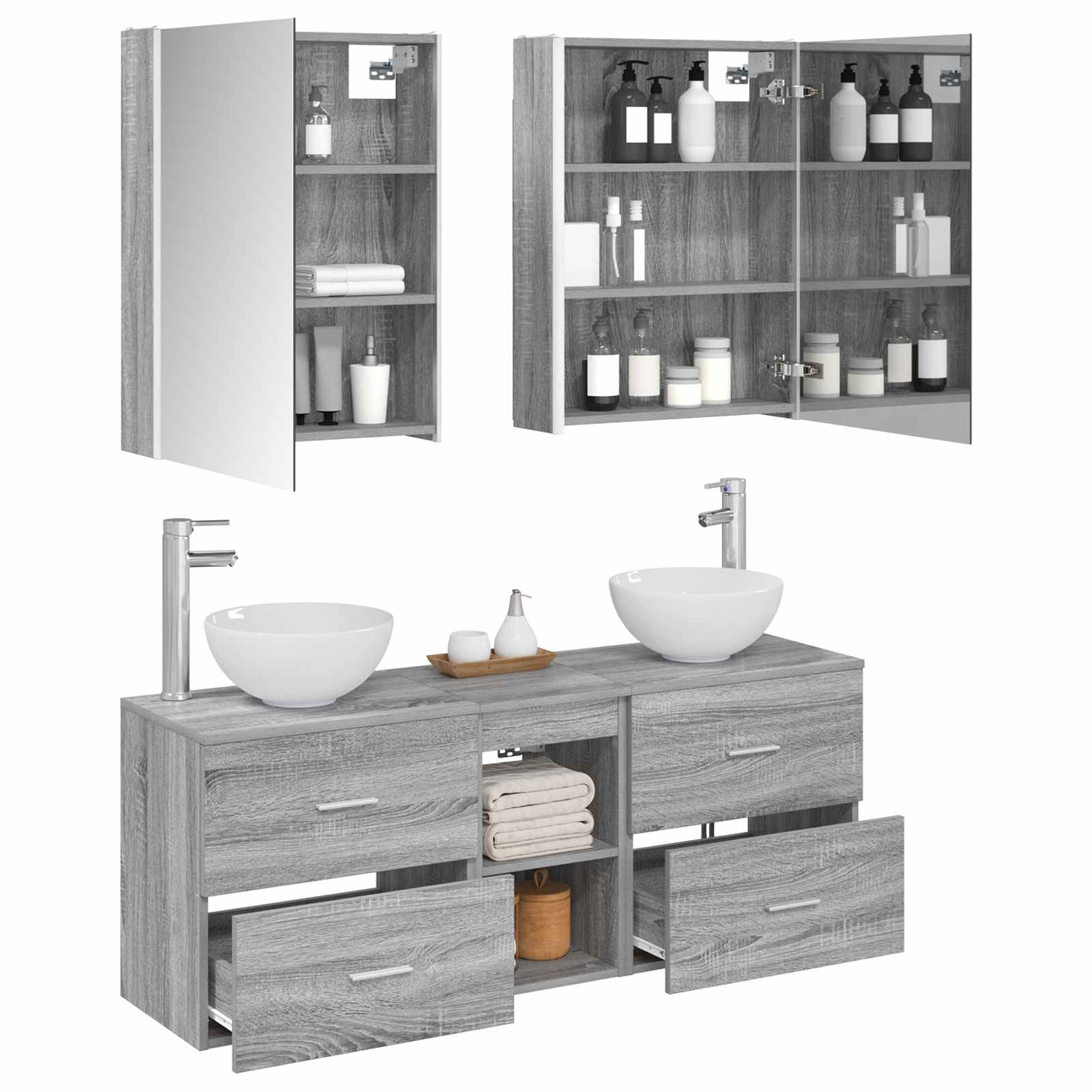 Set ormarića za kupaonicu 5 pcs Siva Sonoma Konstruirano drvo