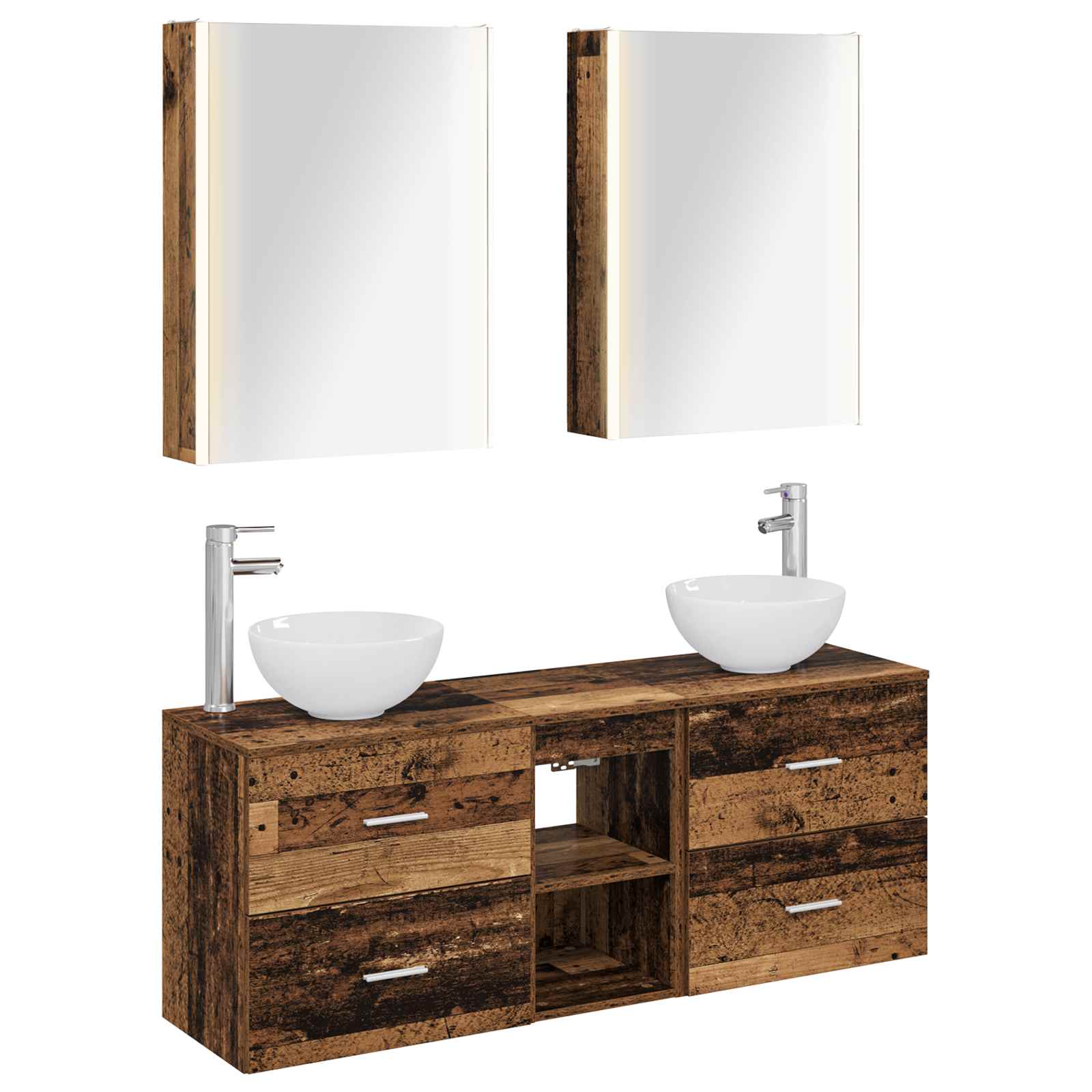 Set ormarića za kupaonicu 5 pcs Staro drvo 53 x 15,5 x 70 cm