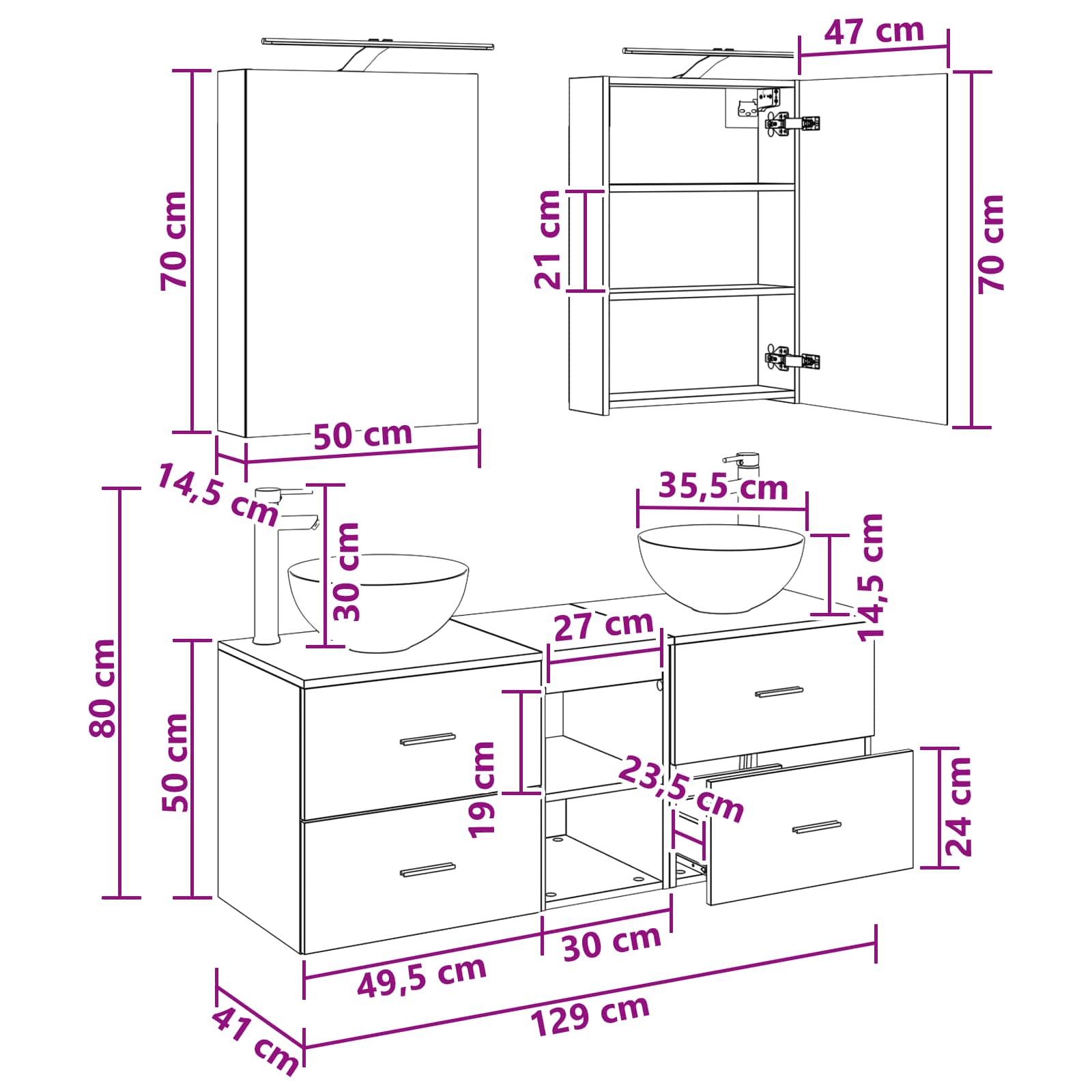 Set namještaja za kupaonicu 5 pcs Hrast sonoma