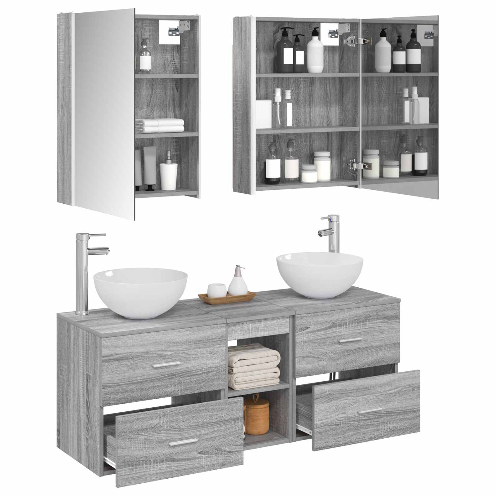 Set namještaja za kupaonicu 5 pcs Siva Sonoma