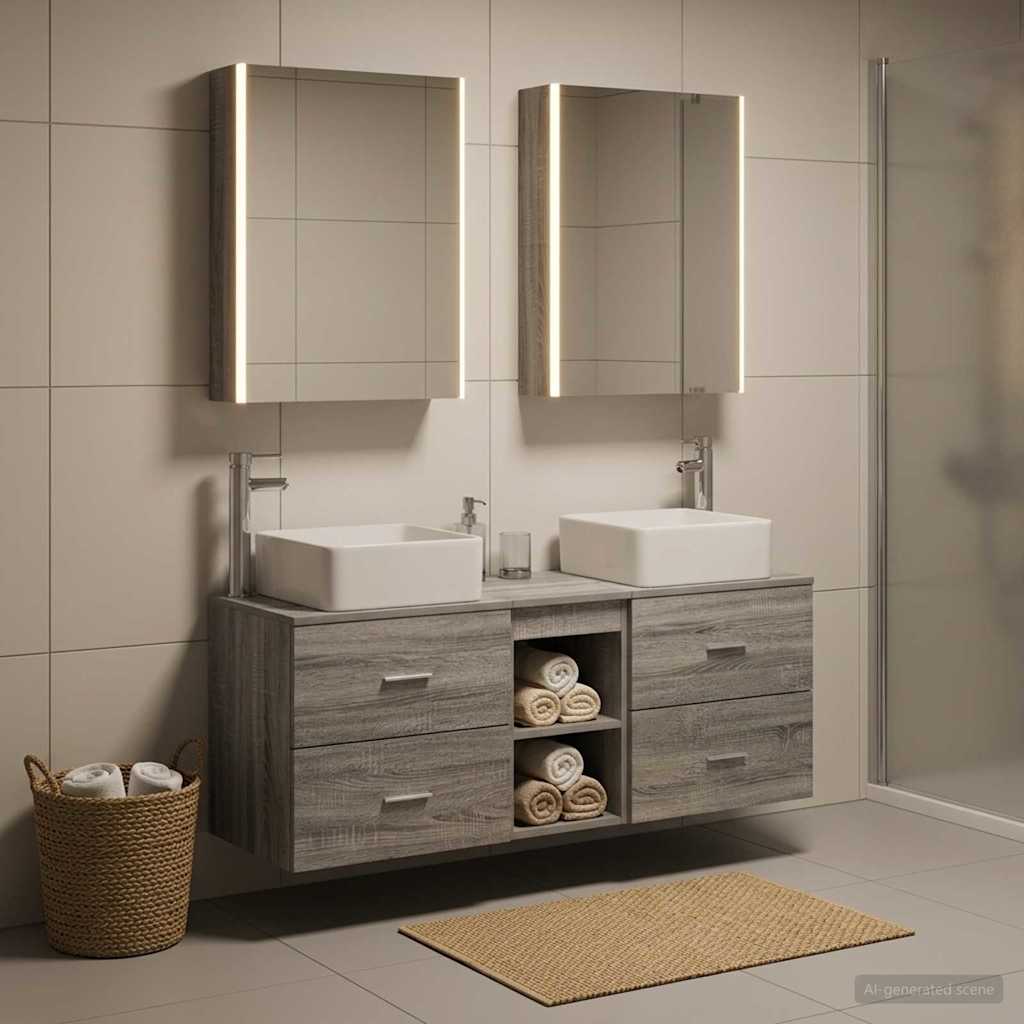 Set namještaja za kupaonicu 5 pcs Siva Sonoma