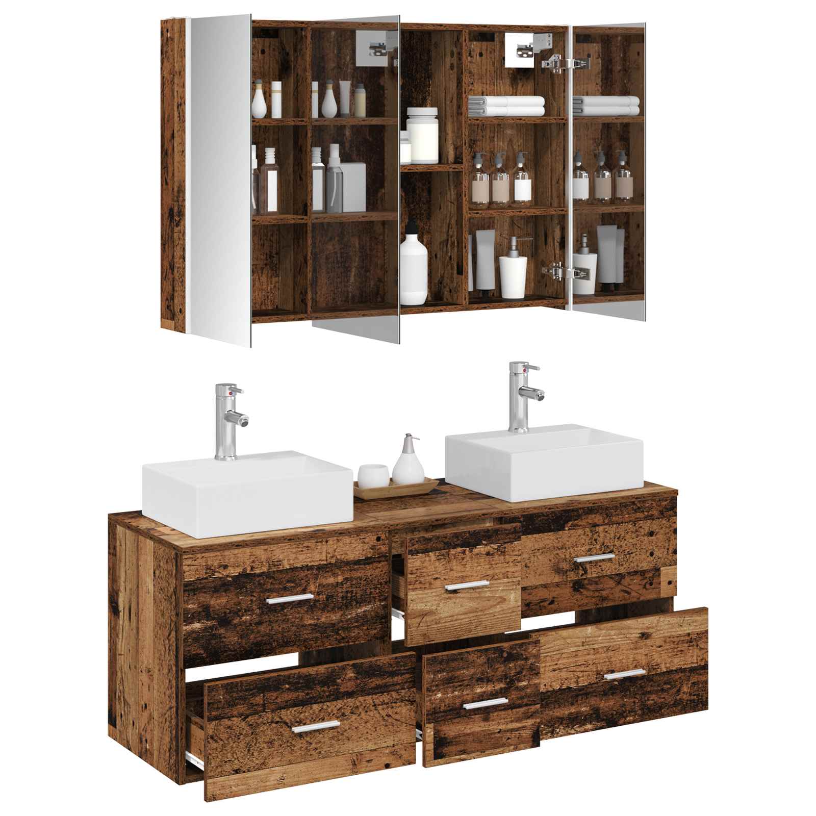 Set namještaja za kupaonicu 4 pcs Staro drvo