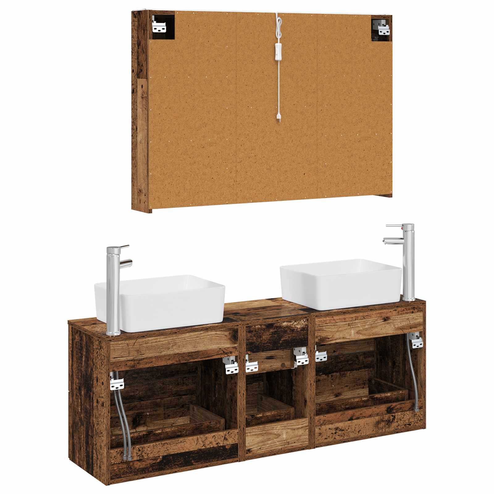 Set namještaja za kupaonicu 4 pcs Staro drvo
