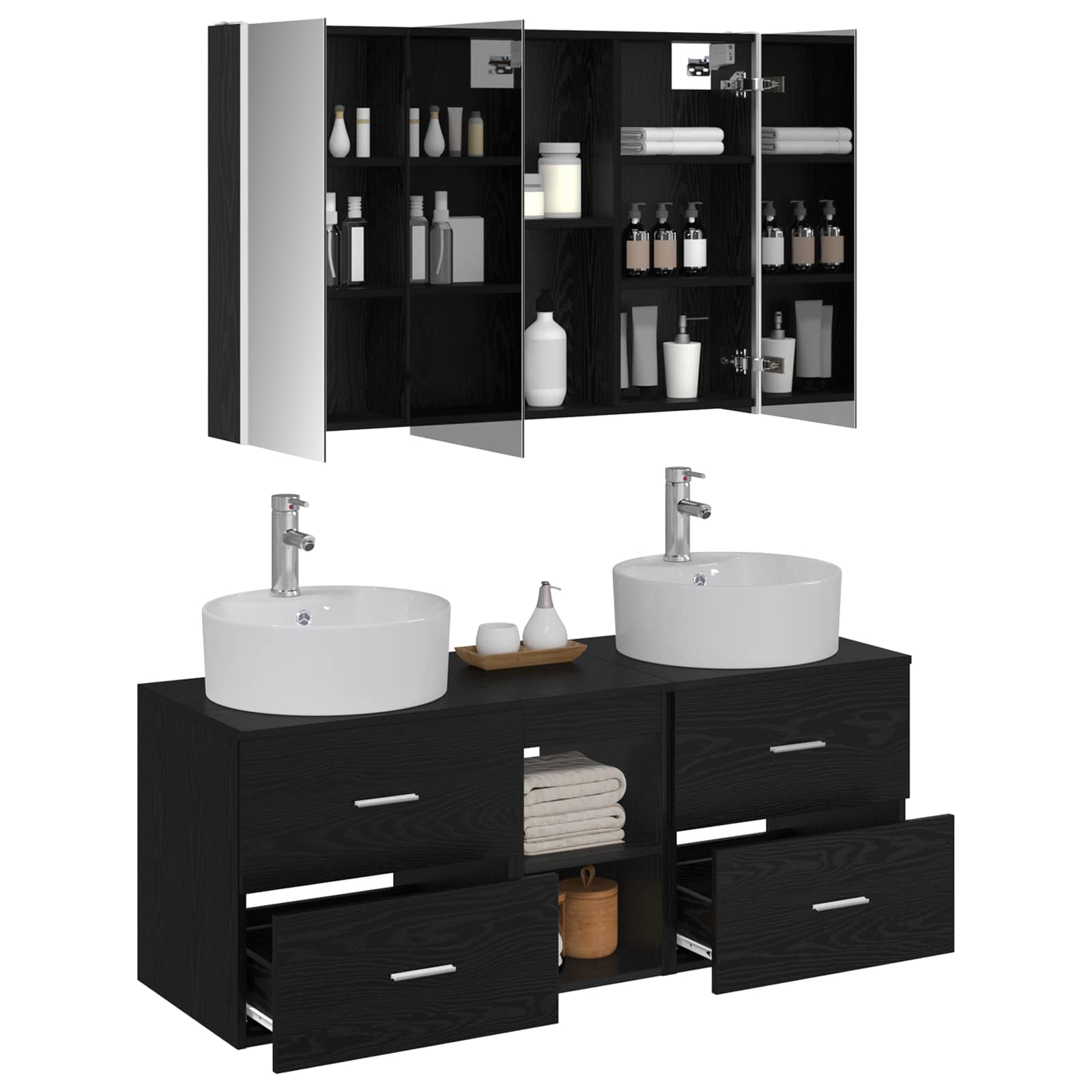 Set namještaja za kupaonicu 4 pcs Crni hrast