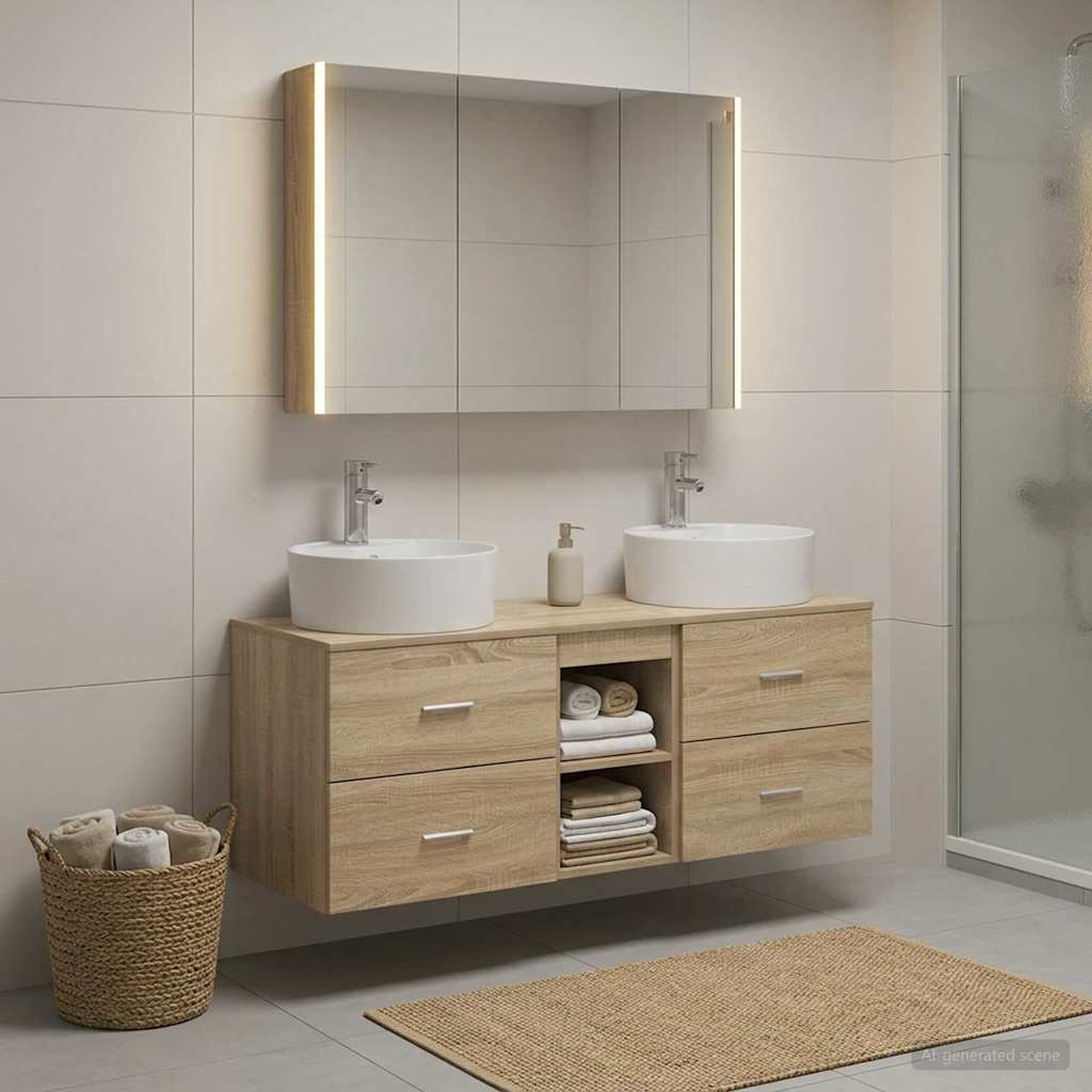 Set namještaja za kupaonicu 4 pcs Hrast sonoma