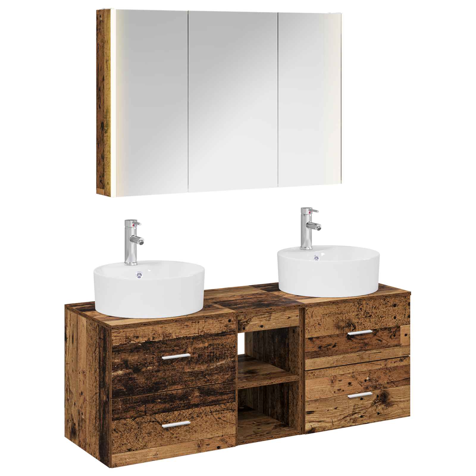 Set namještaja za kupaonicu 4 pcs Staro drvo