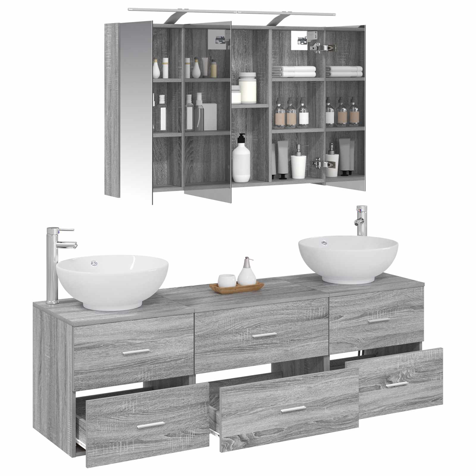 Set namještaja za kupaonicu 4 pcs Siva Sonoma