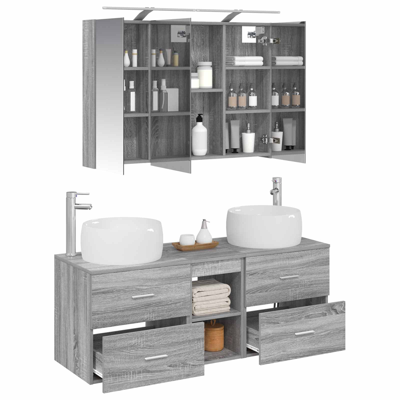 Set namještaja za kupaonicu 4 pcs Siva Sonoma