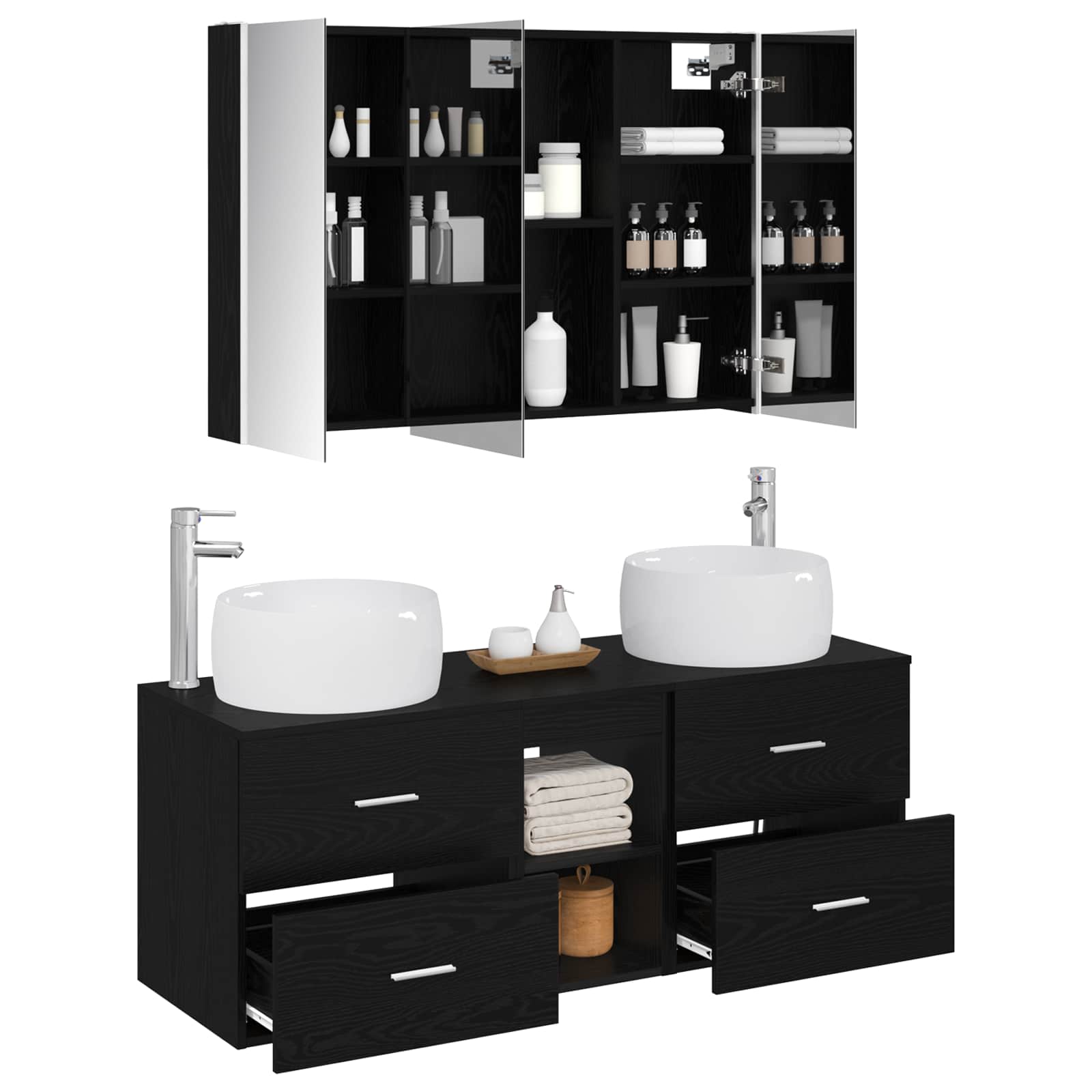 Set namještaja za kupaonicu 4 pcs Crni hrast