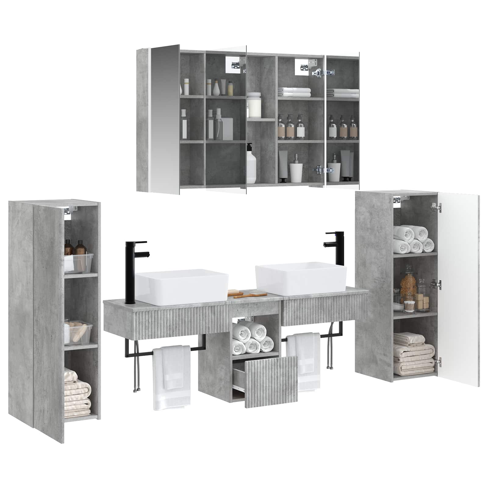 Set namještaja za kupaonicu 6 pcs Betonska siva