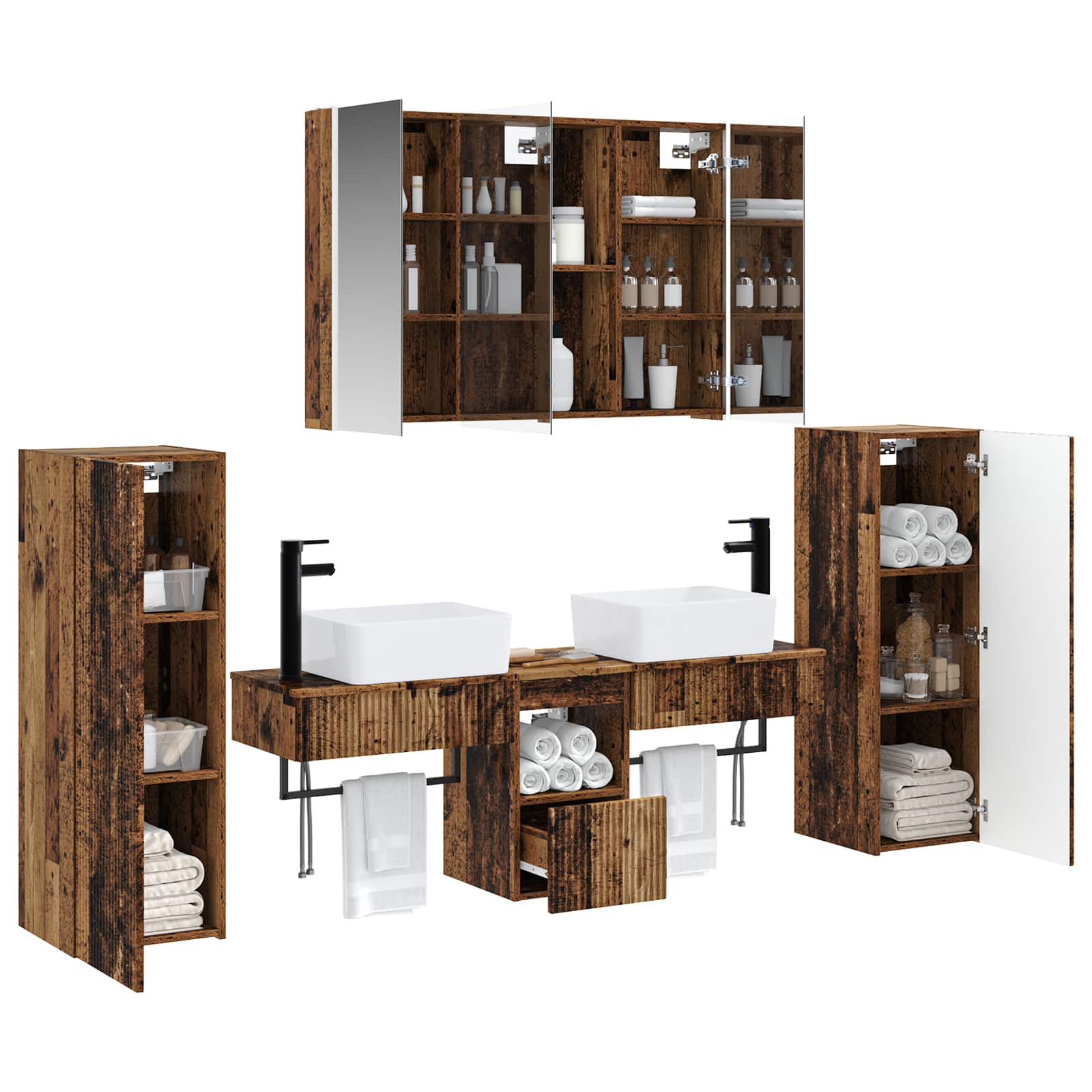 Set namještaja za kupaonicu 6 pcs Staro drvo