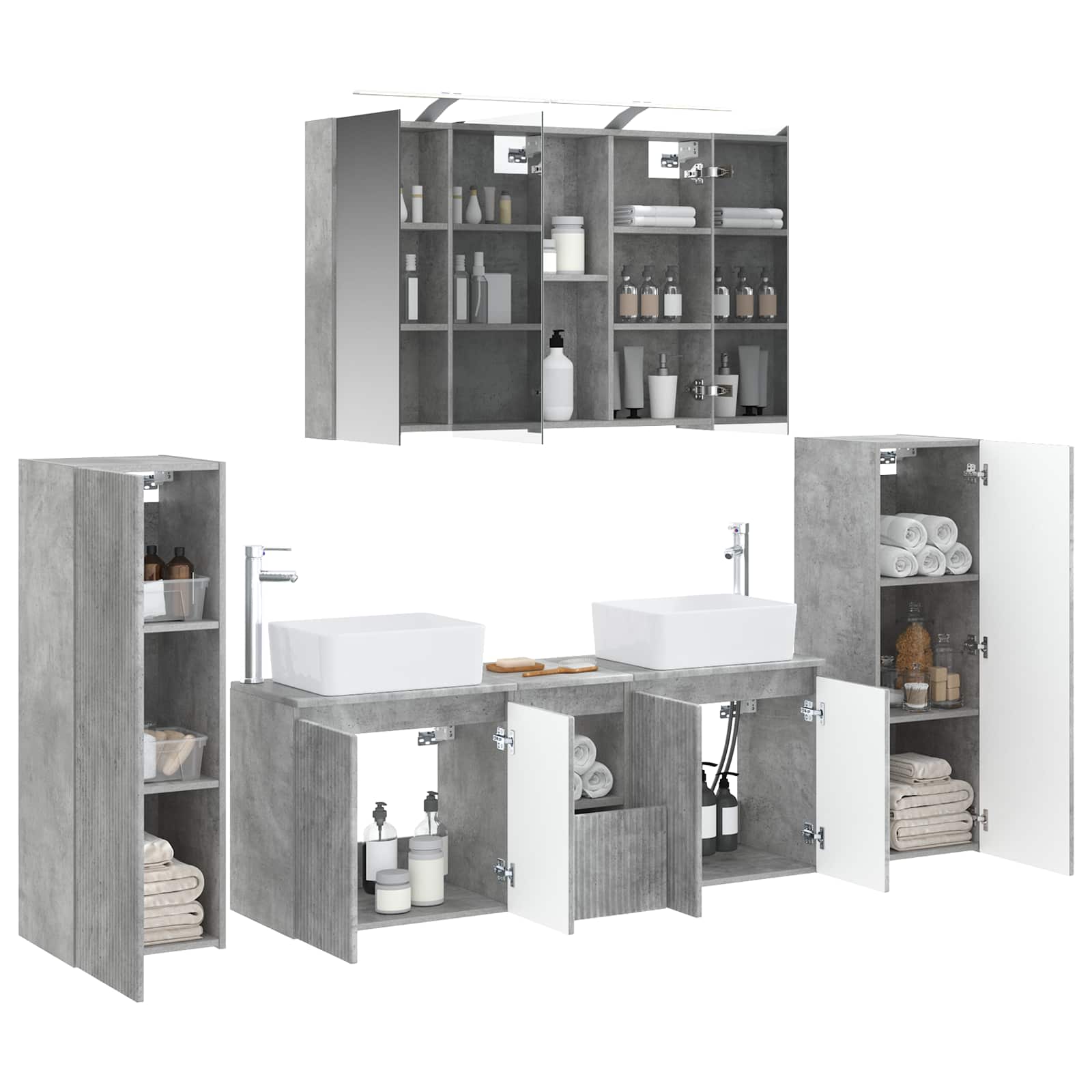 Set namještaja za kupaonicu 6 pcs Betonska siva