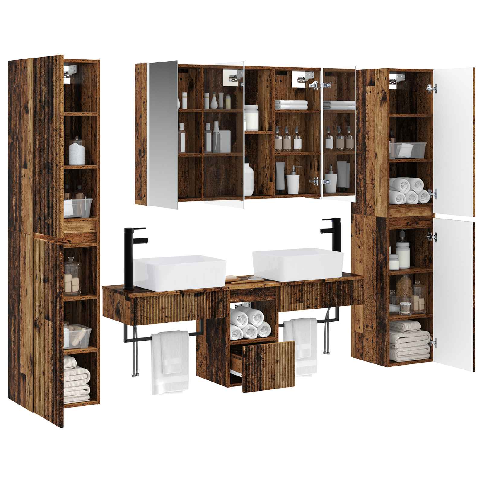Set namještaja za kupaonicu 6 pcs Staro drvo