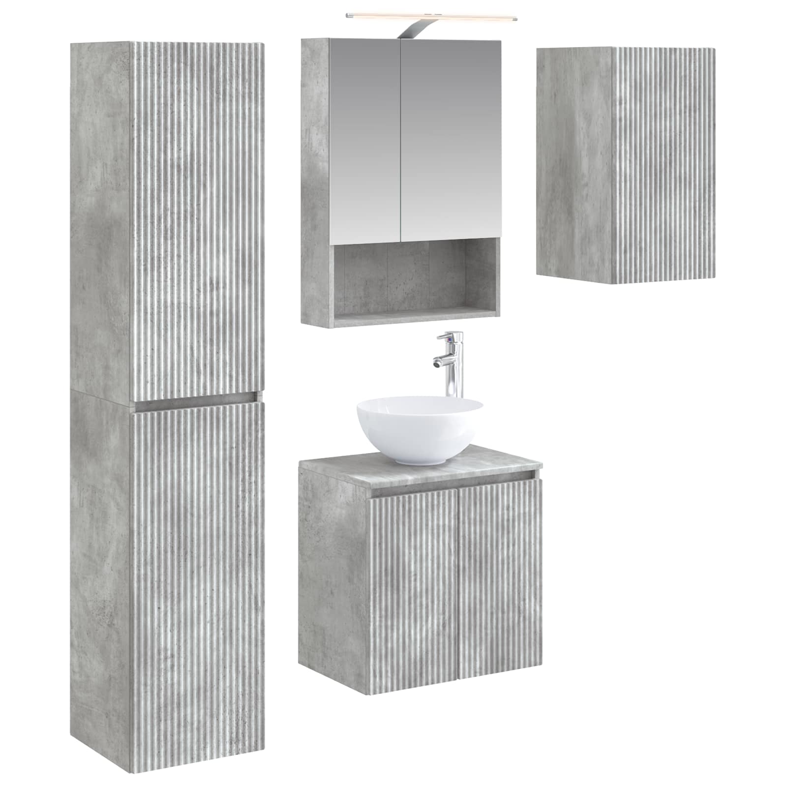 Set ormarića za kupaonicu 5 pcs Betonska siva 50 x 14,5 x 70 cm