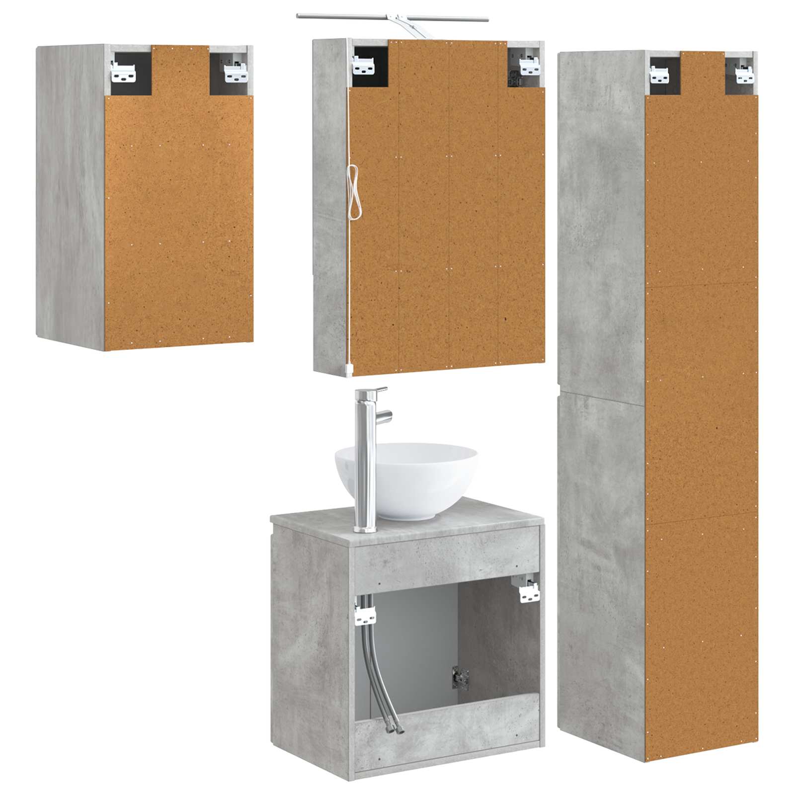 Set ormarića za kupaonicu 5 pcs Betonska siva 50 x 14,5 x 70 cm