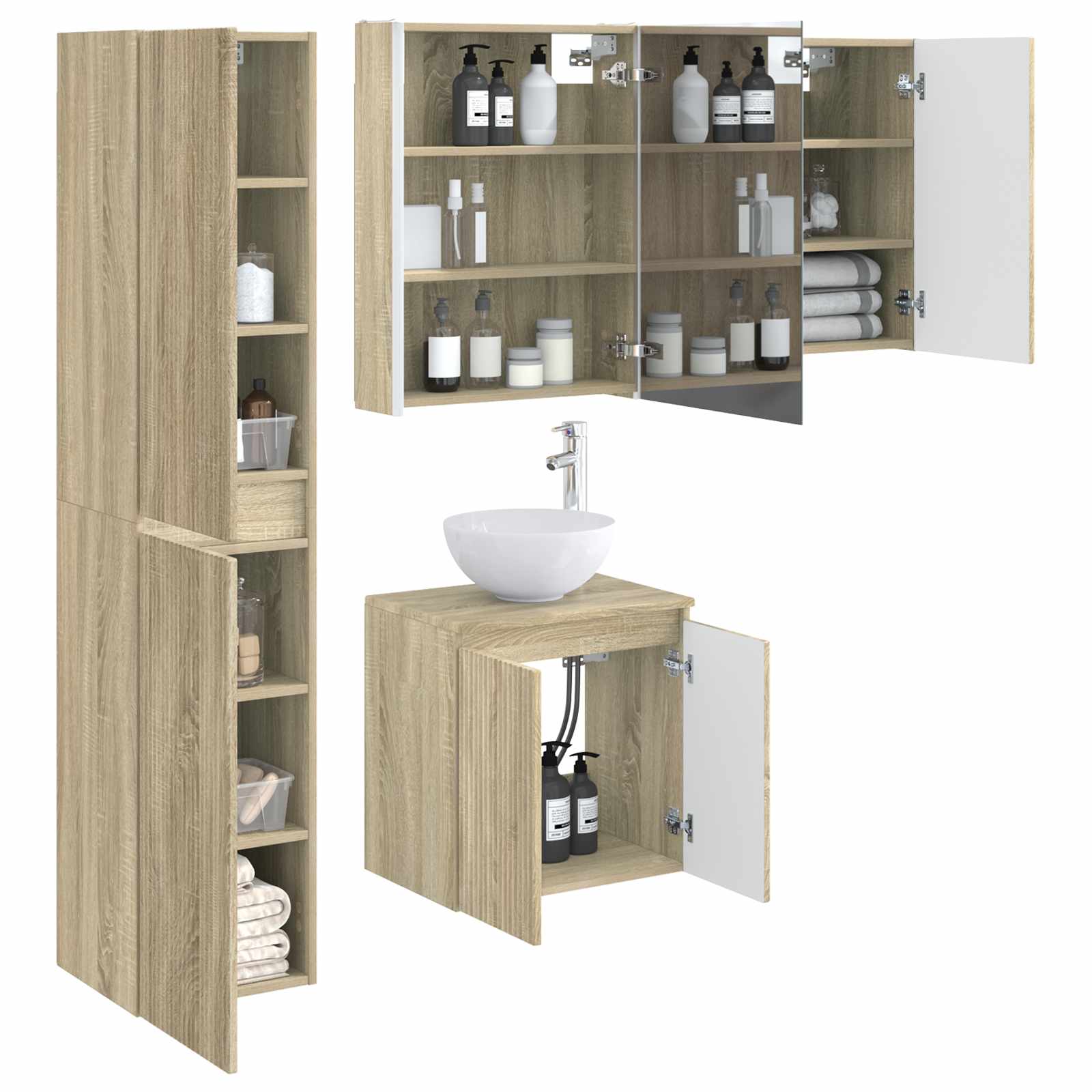Set ormarića za kupaonicu 5 pcs Hrast sonoma 53 x 15,5 x 70 cm