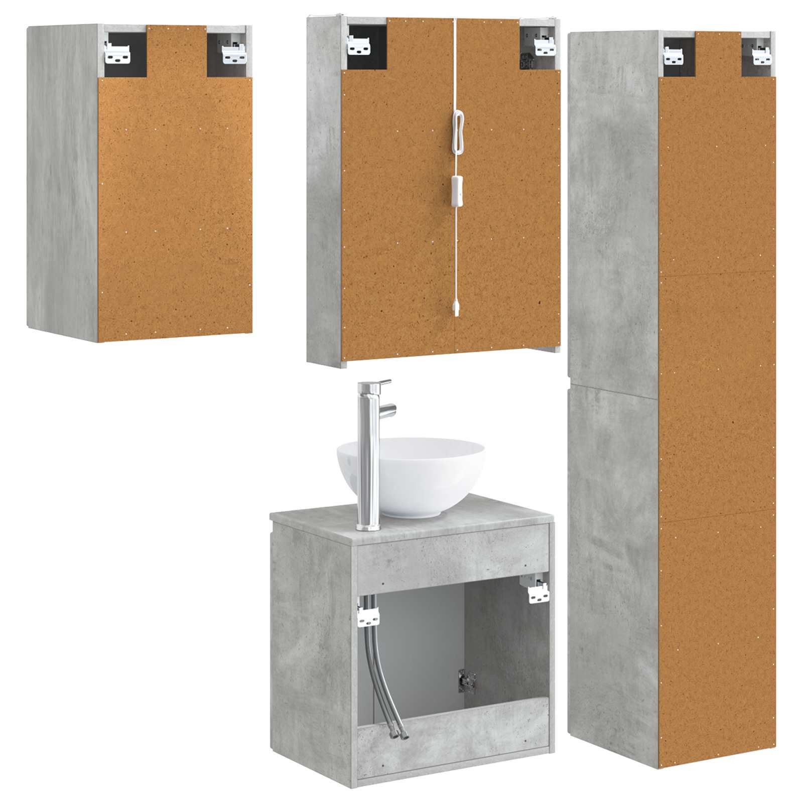 Set ormarića za kupaonicu 5 pcs Betonska siva 53 x 15,5 x 70 cm