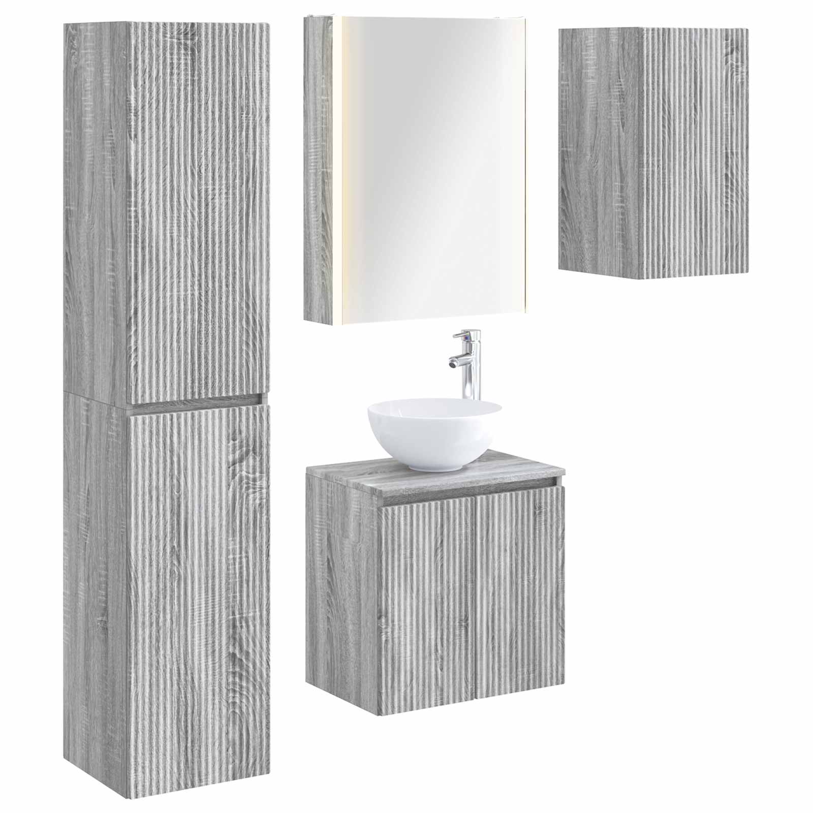 Set ormarića za kupaonicu 5 pcs Siva Sonoma 53 x 15,5 x 70 cm