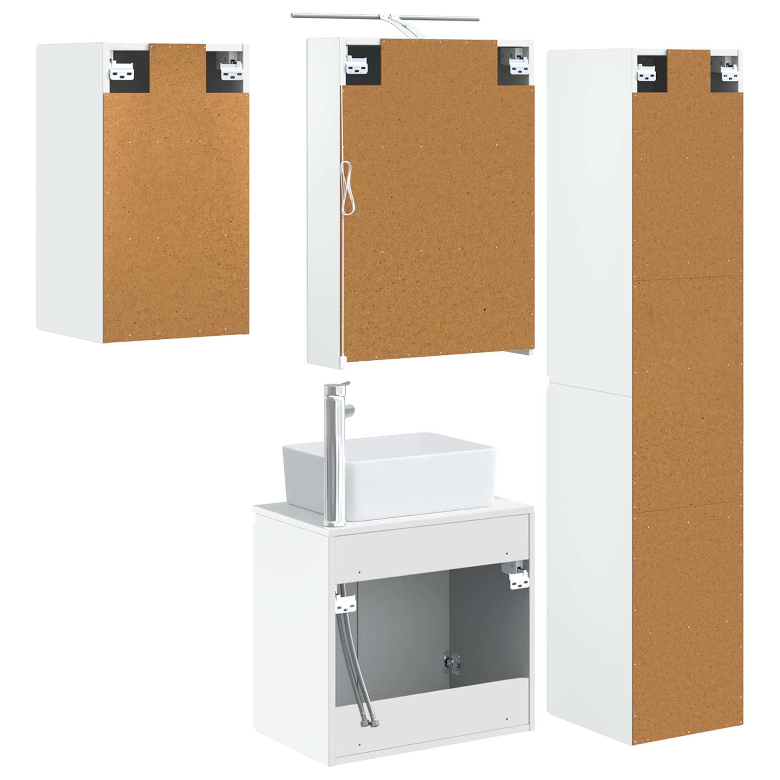 Set ormarića za kupaonicu 5 pcs Bijela 50 x 14,5 x 70 cm