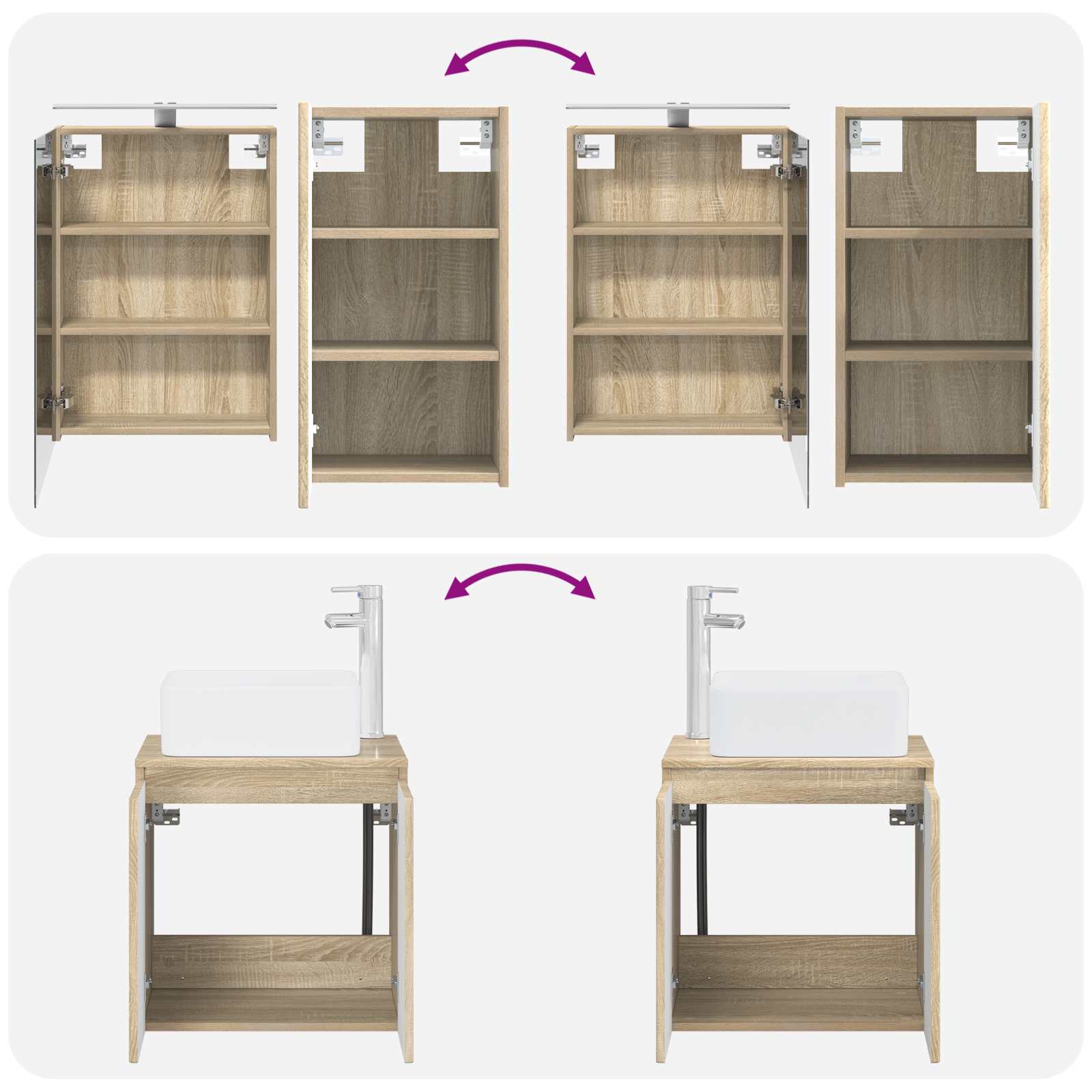Set ormarića za kupaonicu 5 pcs Hrast sonoma 50 x 14,5 x 70 cm