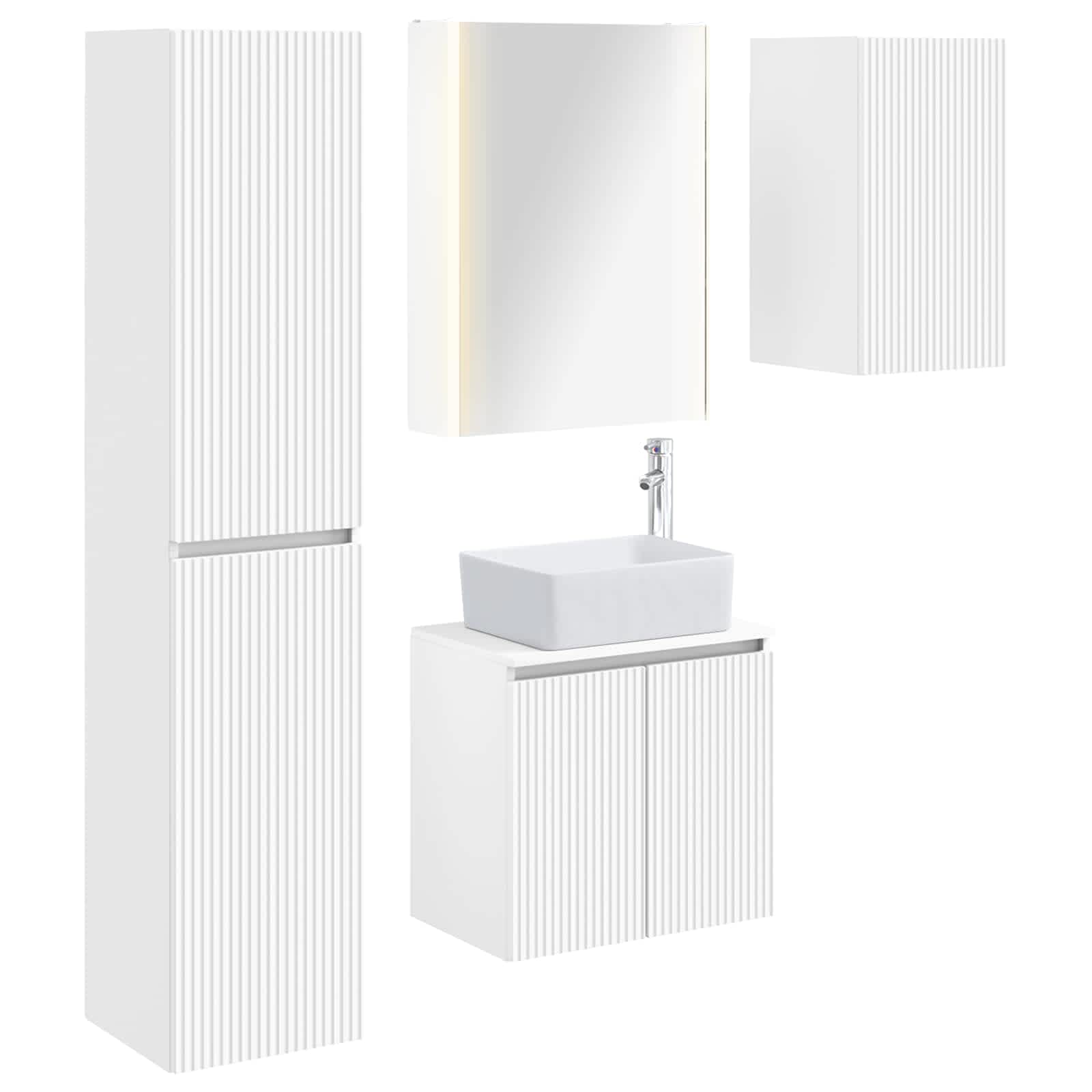 Set ormarića za kupaonicu 5 pcs Bijela 53 x 15,5 x 70 cm