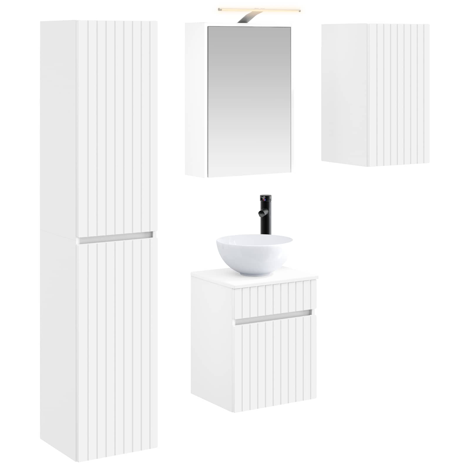 Set ormarića za kupaonicu 5 pcs Bijela 43 x 16 x 62,5 cm