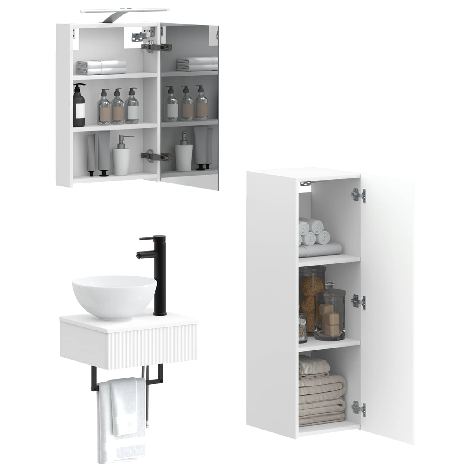Set ormarića za kupaonicu 4 pcs Bijela 40 x 10,5 x 60,5 cm