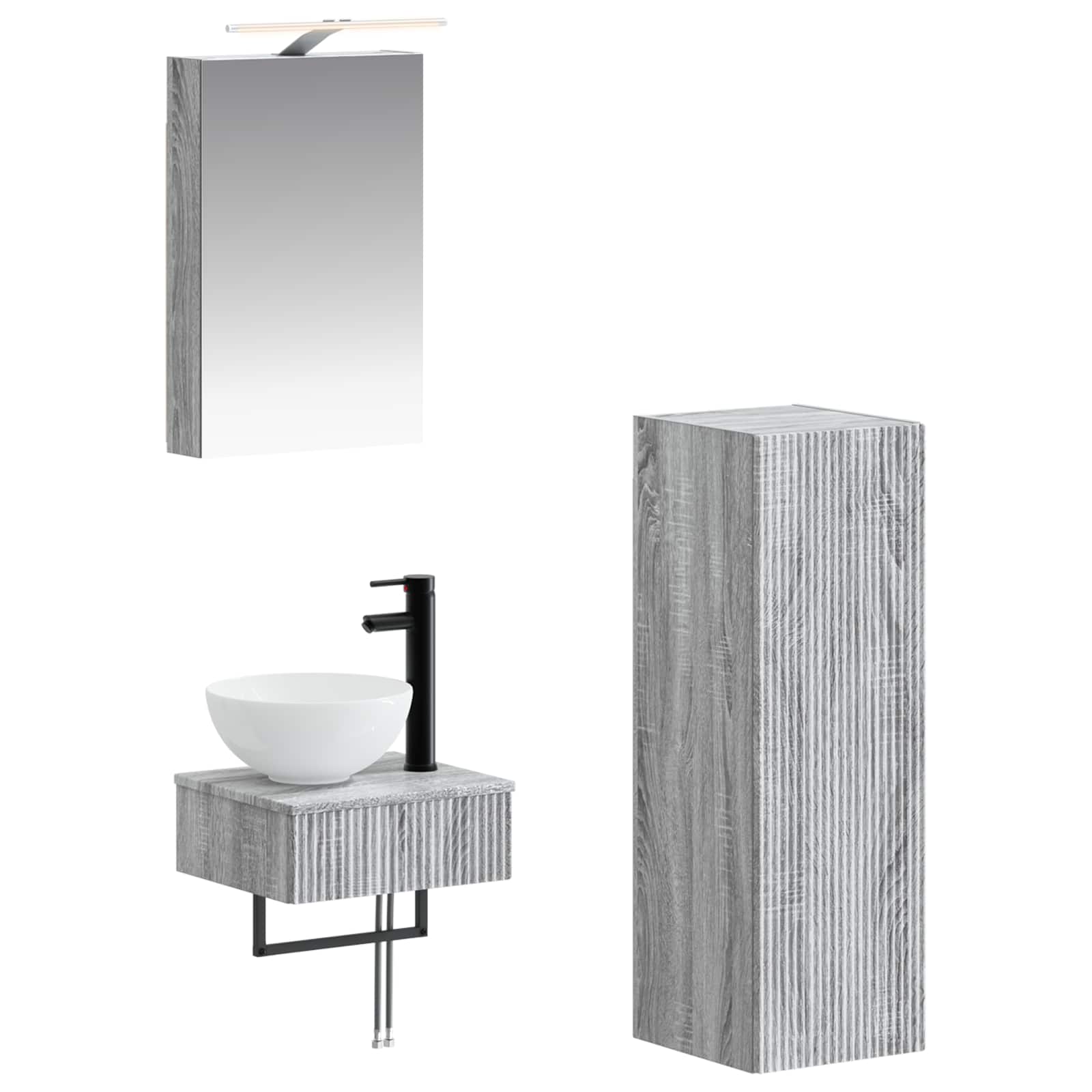 Set ormarića za kupaonicu 4 pcs Siva Sonoma 40 x 10,5 x 60,5 cm