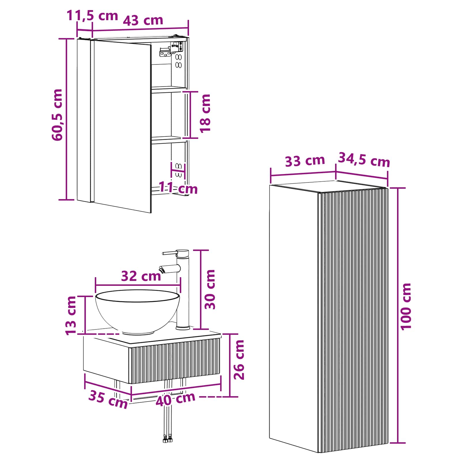 Set ormarića za kupaonicu 4 pcs Hrast sonoma