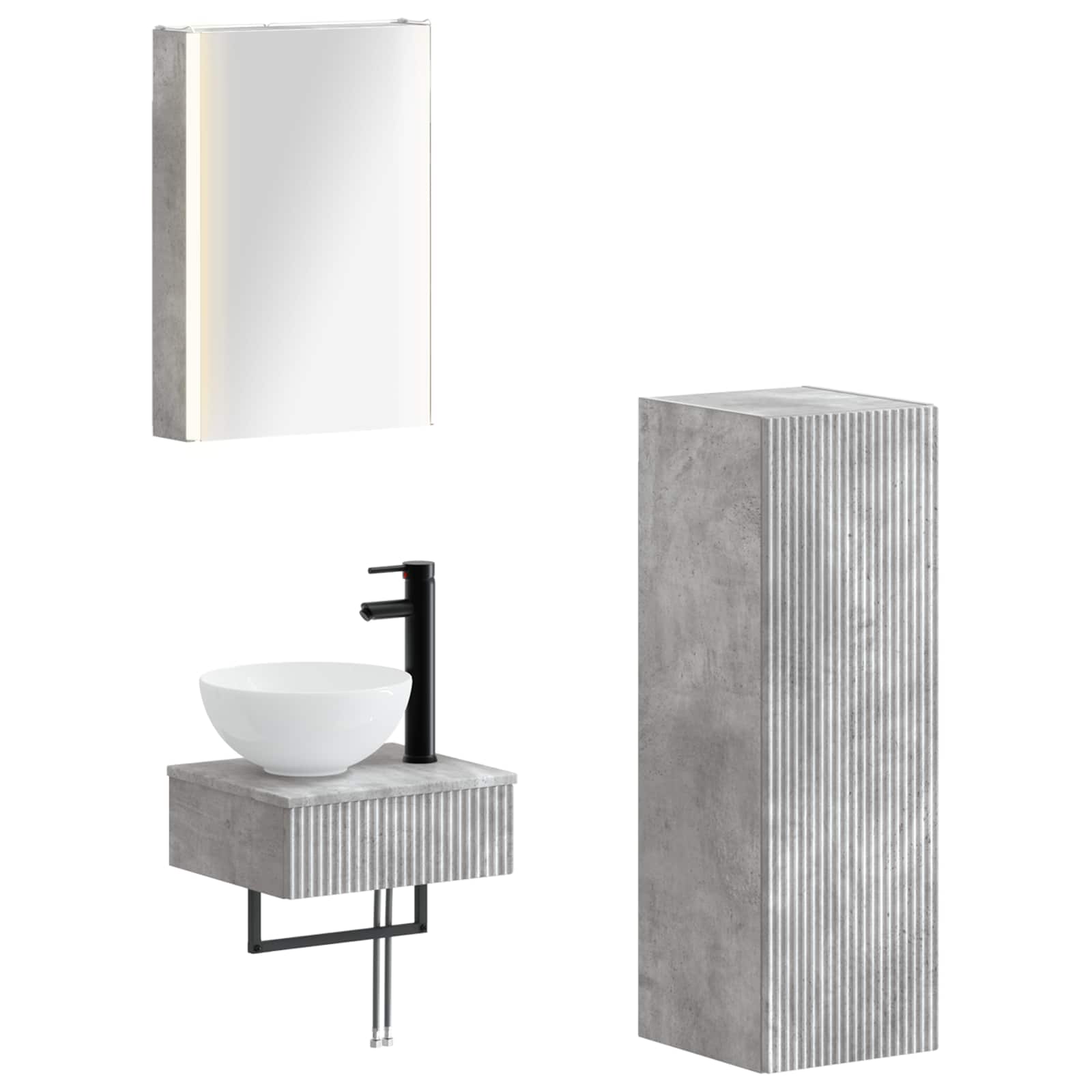 Set ormarića za kupaonicu 4 pcs Betonska siva