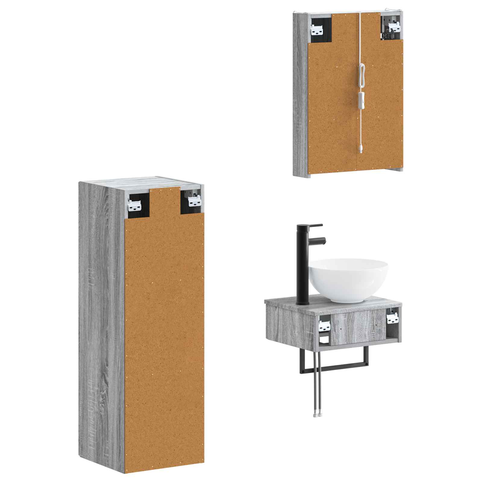 Set ormarića za kupaonicu 4 pcs Siva Sonoma 43 x 11,5 x 60,5 cm