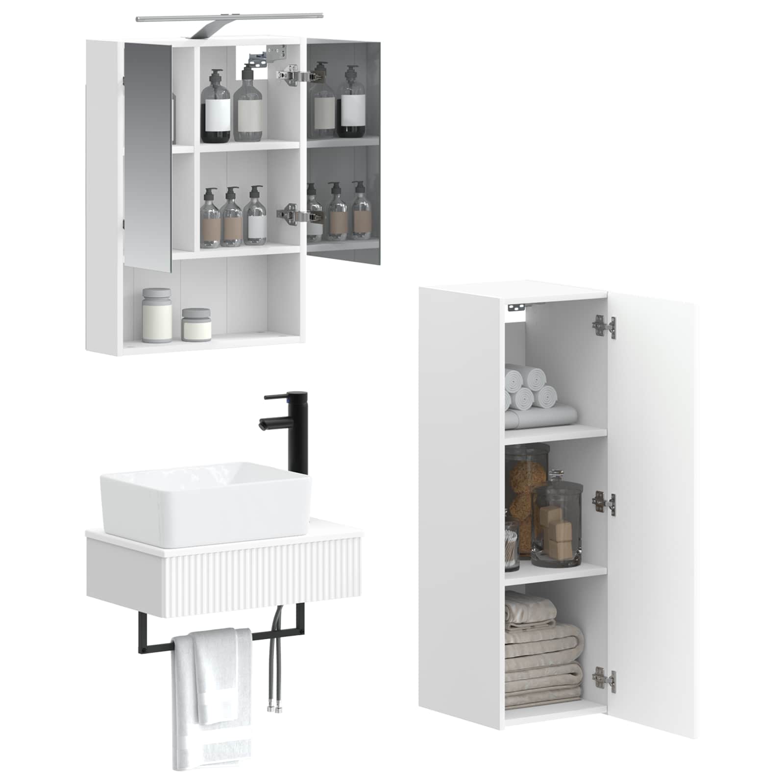 Set ormarića za kupaonicu 4 pcs Bijela 50 x 14,5 x 70 cm
